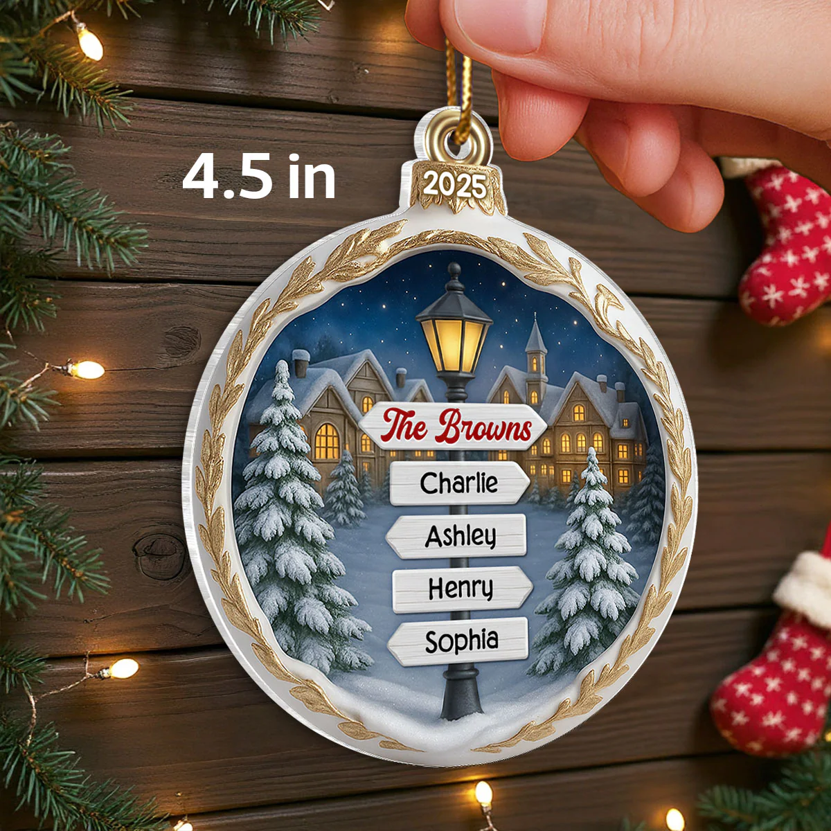 Custom Name Family Sign Post - Personalzied Acrylic Ornament - Christmas Gift for Family - Image 2