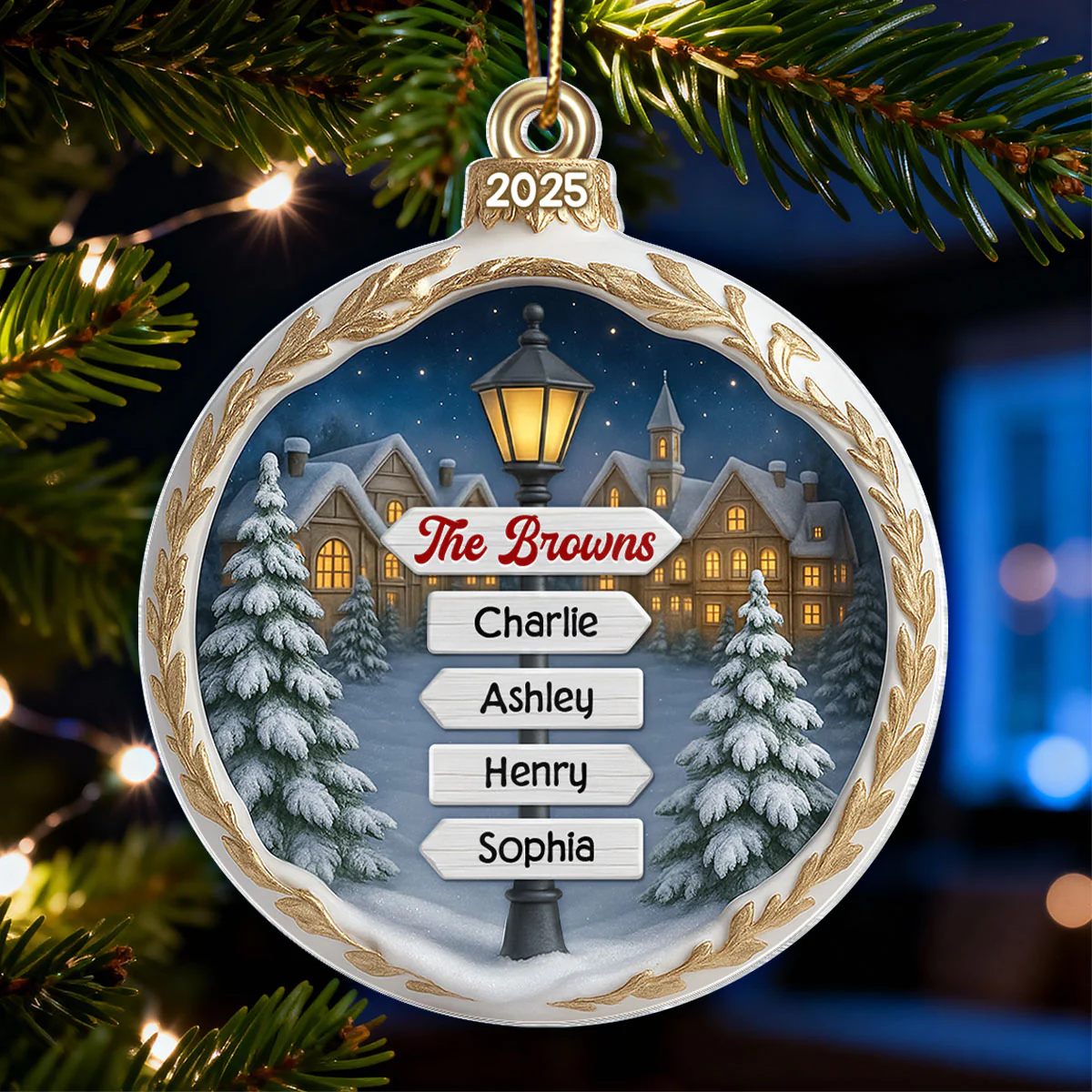 Custom Name Family Sign Post - Personalzied Acrylic Ornament - Christmas Gift for Family - Image 4