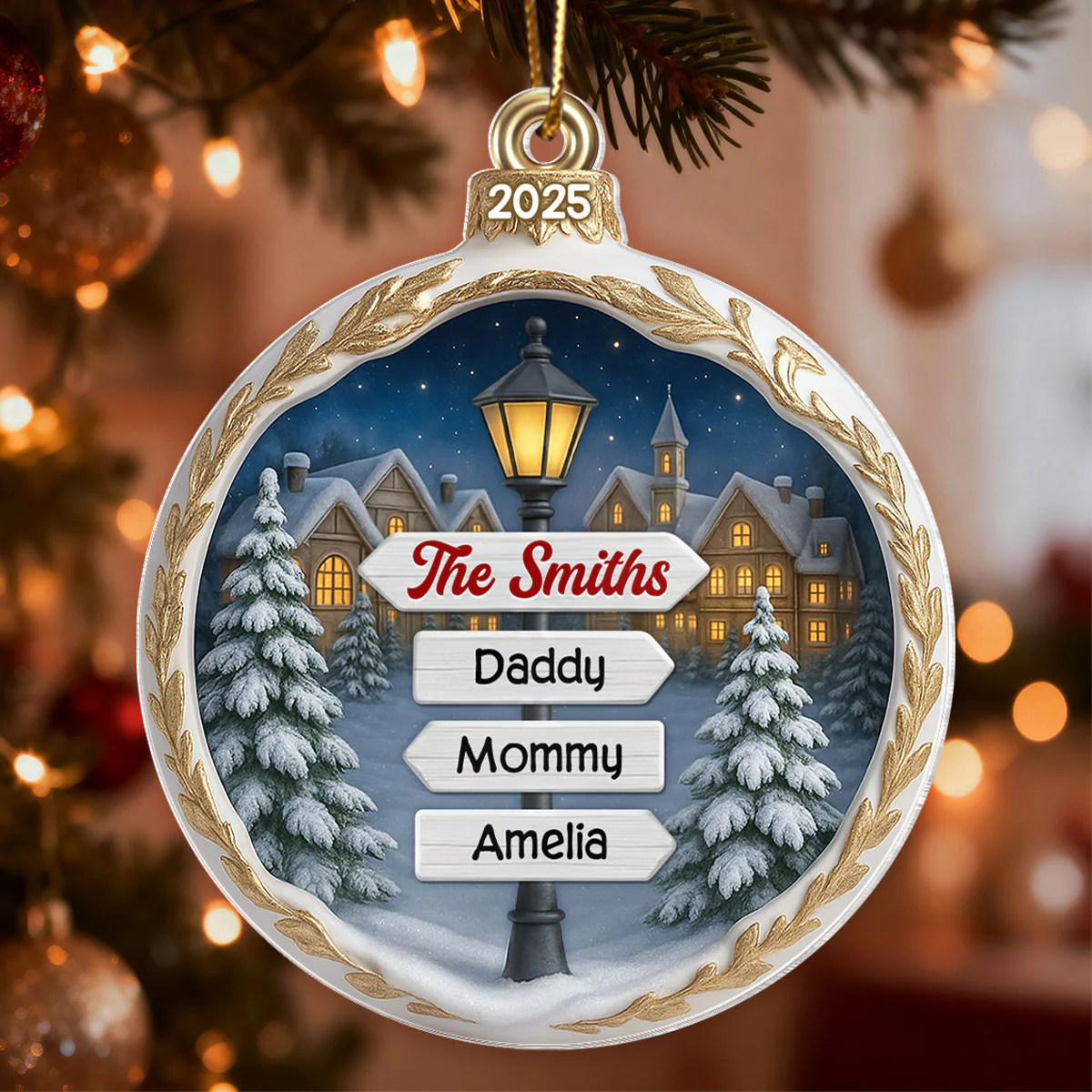 Custom Name Family Sign Post - Personalzied Acrylic Ornament - Christmas Gift for Family - Image 5