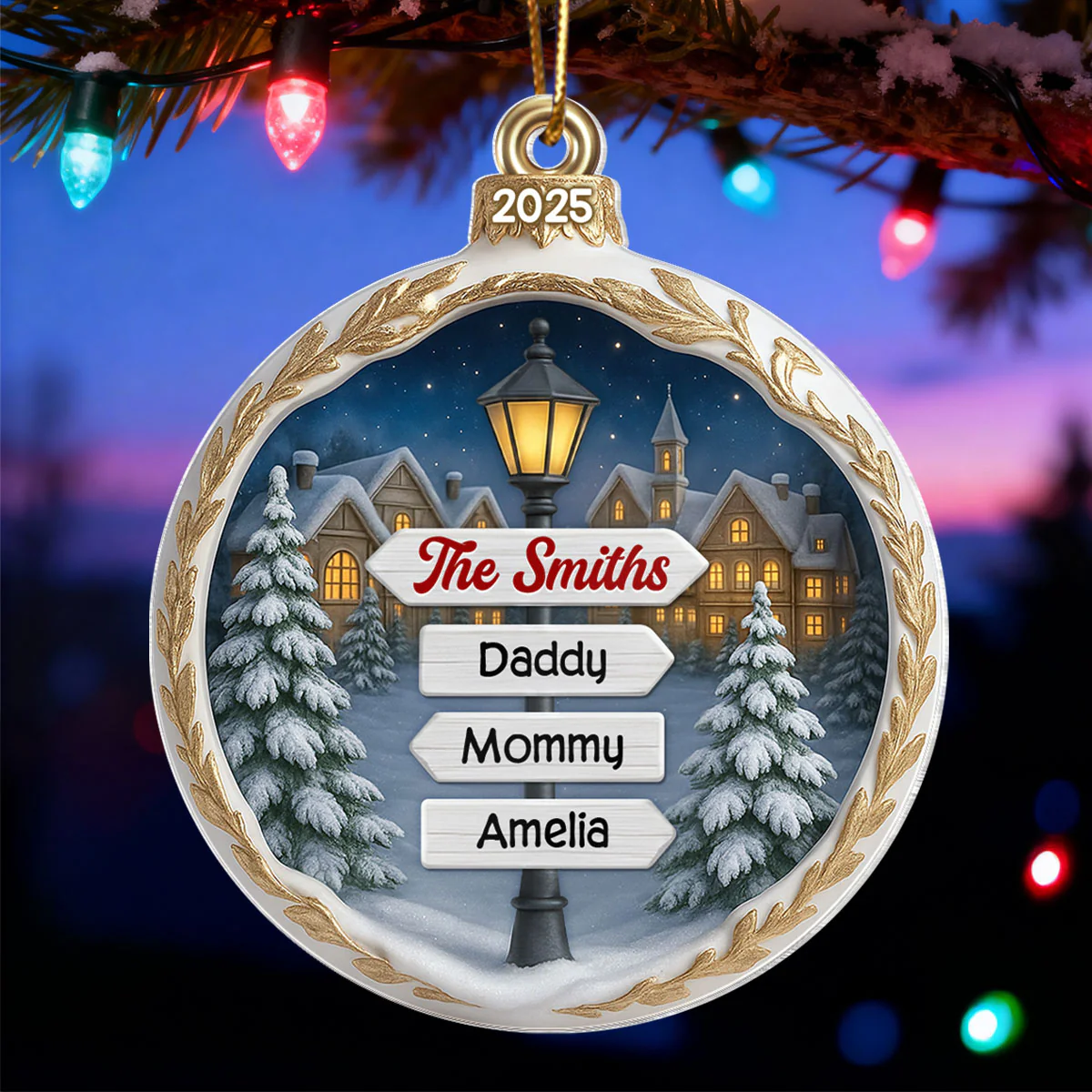 Custom Name Family Sign Post - Personalzied Acrylic Ornament - Christmas Gift for Family - Image 7
