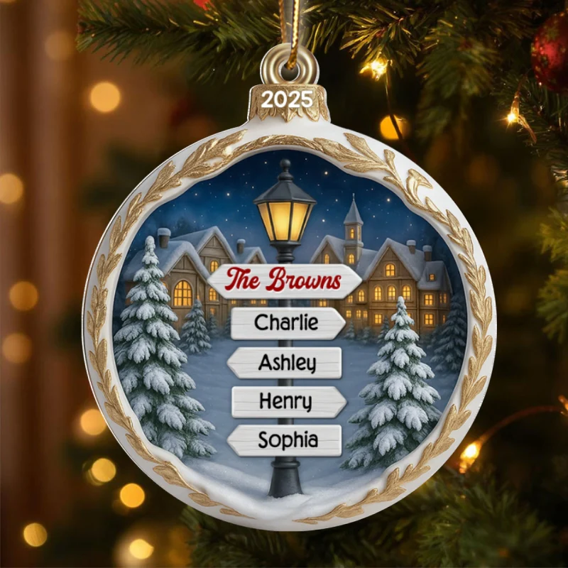 Custom Name Family Sign Post - Personalzied Acrylic Ornament - Christmas Gift for Family - Image 9