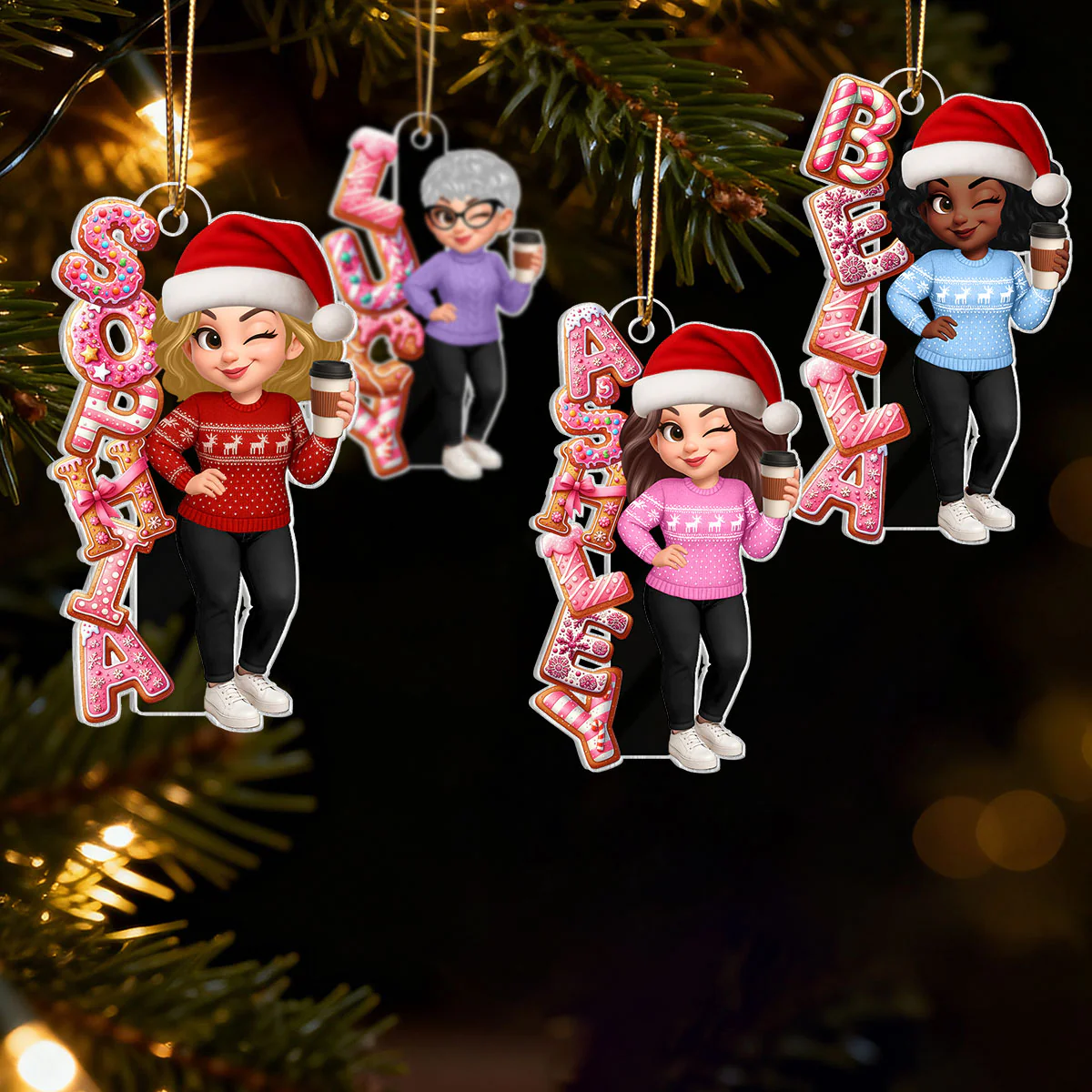 Custom Name Gingerbread Alphabet - Personalized Acrylic Ornament - Christmas Gift for Besties - Image 5