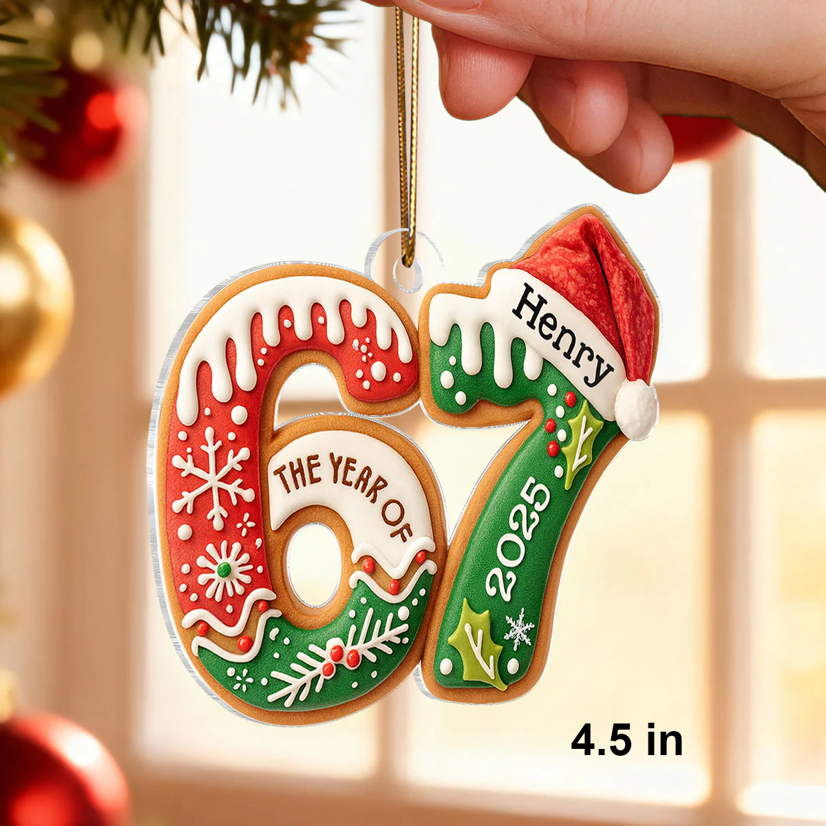Custom Name Six Seven, Funny 6 7 - Personalized Acrylic Ornament - Kids Gen Alpha Humor Christmas Gift, Christmas Tree Decor - Image 2