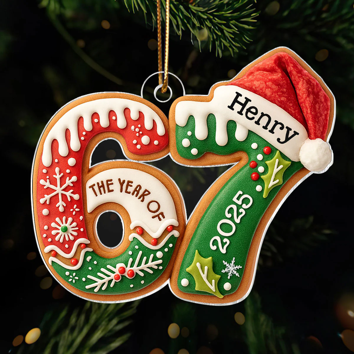 Custom Name Six Seven, Funny 6 7 - Personalized Acrylic Ornament - Kids Gen Alpha Humor Christmas Gift, Christmas Tree Decor - Image 3