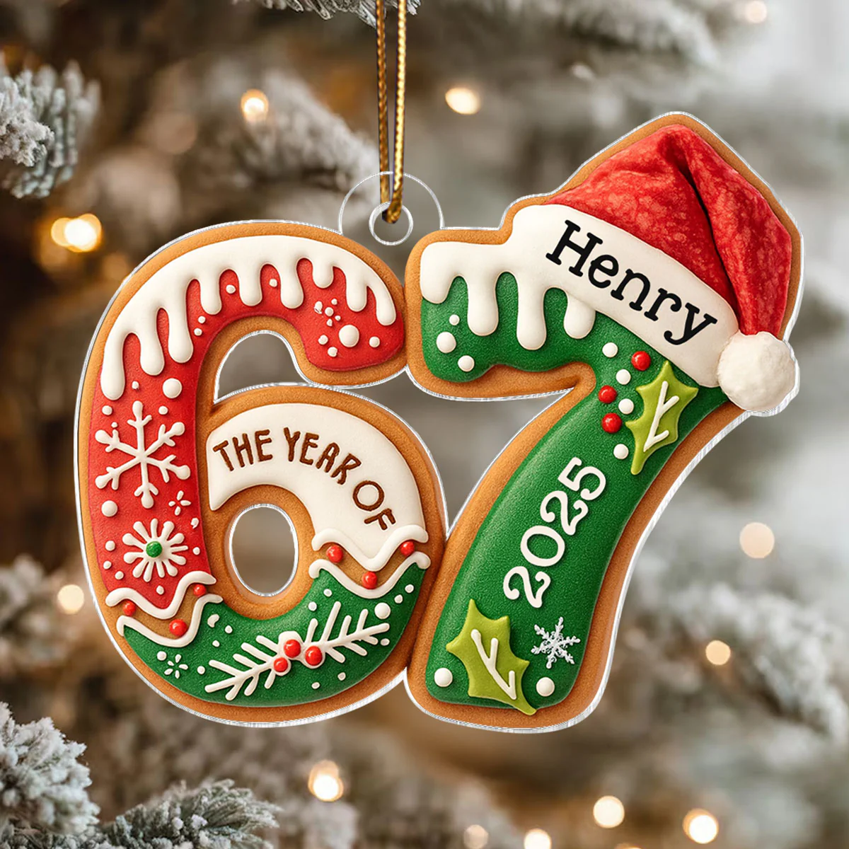 Custom Name Six Seven, Funny 6 7 - Personalized Acrylic Ornament - Kids Gen Alpha Humor Christmas Gift, Christmas Tree Decor - Image 4