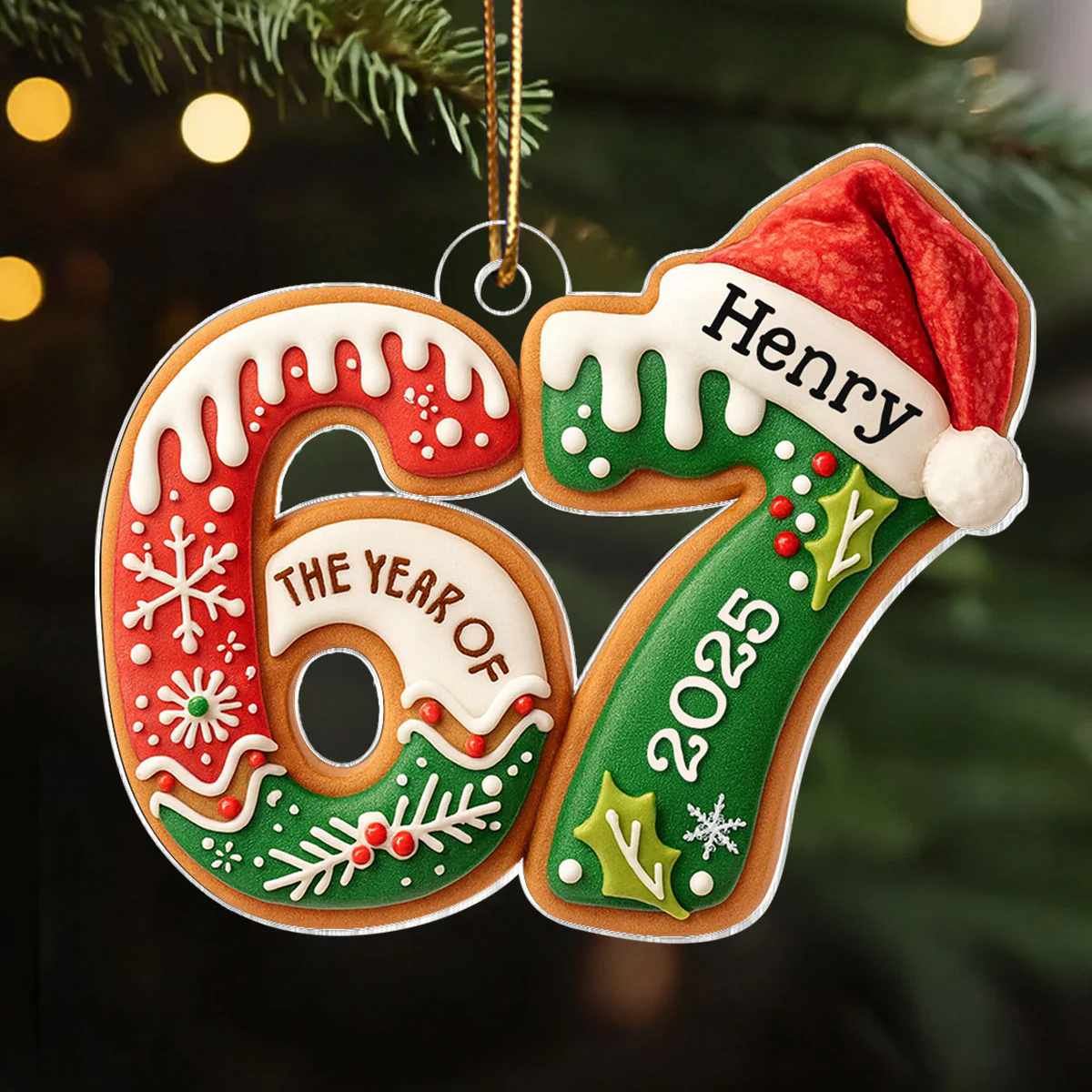 Custom Name Six Seven, Funny 6 7 - Personalized Acrylic Ornament - Kids Gen Alpha Humor Christmas Gift, Christmas Tree Decor - Image 5