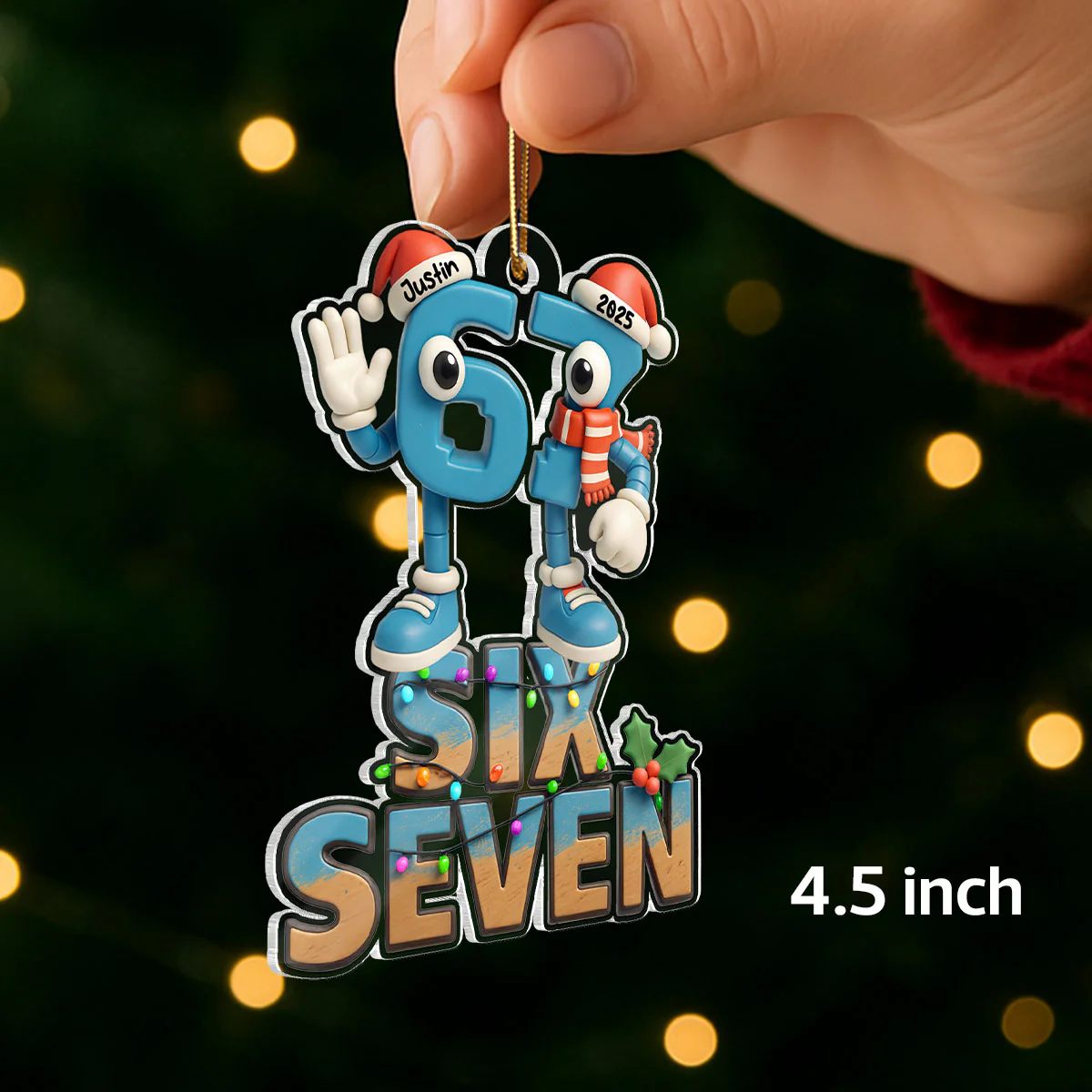 Custom Name Viral Trend Six Seven - Personalized Acrylic Ornament - Chistmas Gift for Kid, Grandkids - Image 2