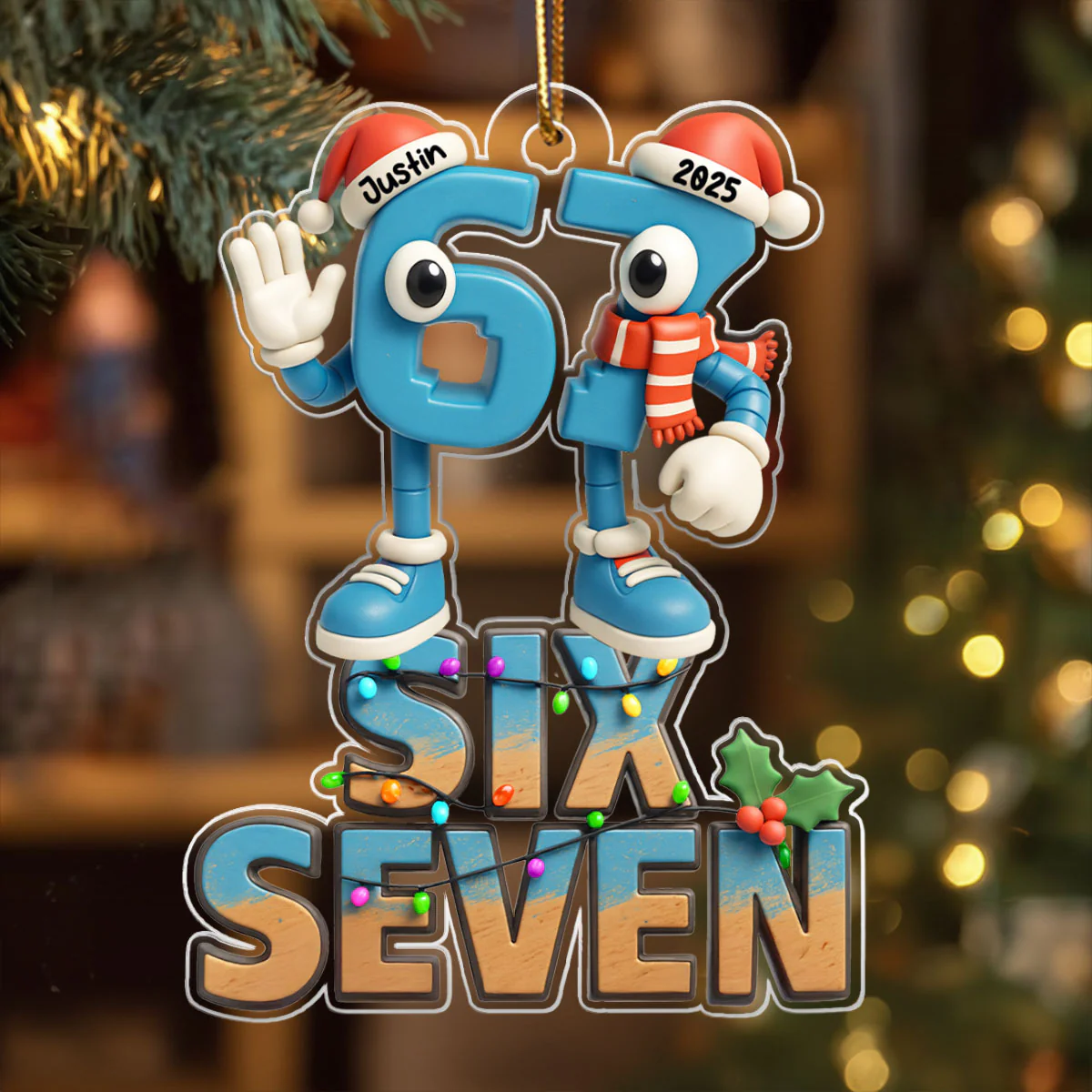 Custom Name Viral Trend Six Seven - Personalized Acrylic Ornament - Chistmas Gift for Kid, Grandkids - Image 4