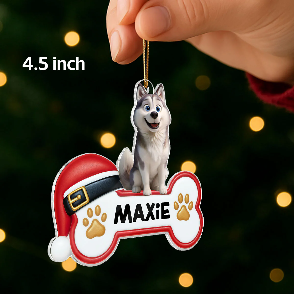 Custom Paw Cute Cartoon Dog - Personalized Acrylic Ornament - Christmas Gift for Dog Moms, Dog Dads - Image 2