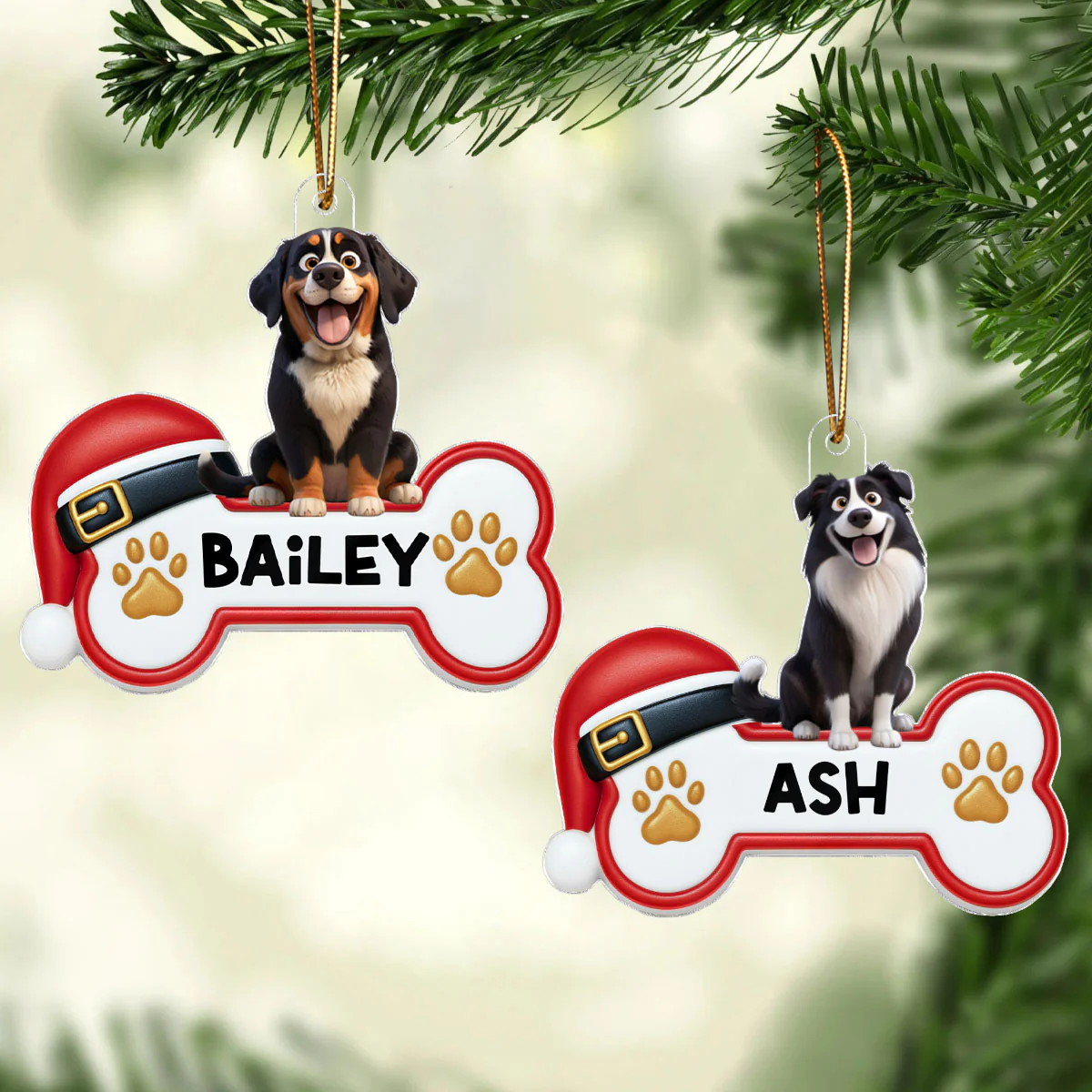Custom Paw Cute Cartoon Dog - Personalized Acrylic Ornament - Christmas Gift for Dog Moms, Dog Dads - Image 3