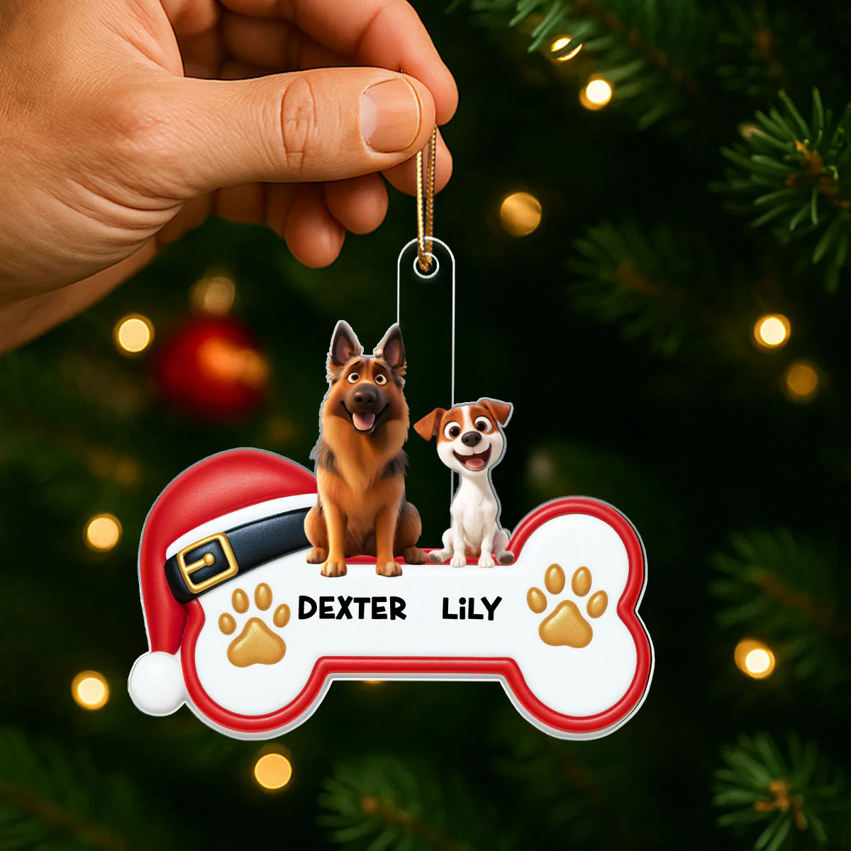 Custom Paw Cute Cartoon Dog - Personalized Acrylic Ornament - Christmas Gift for Dog Moms, Dog Dads - Image 6