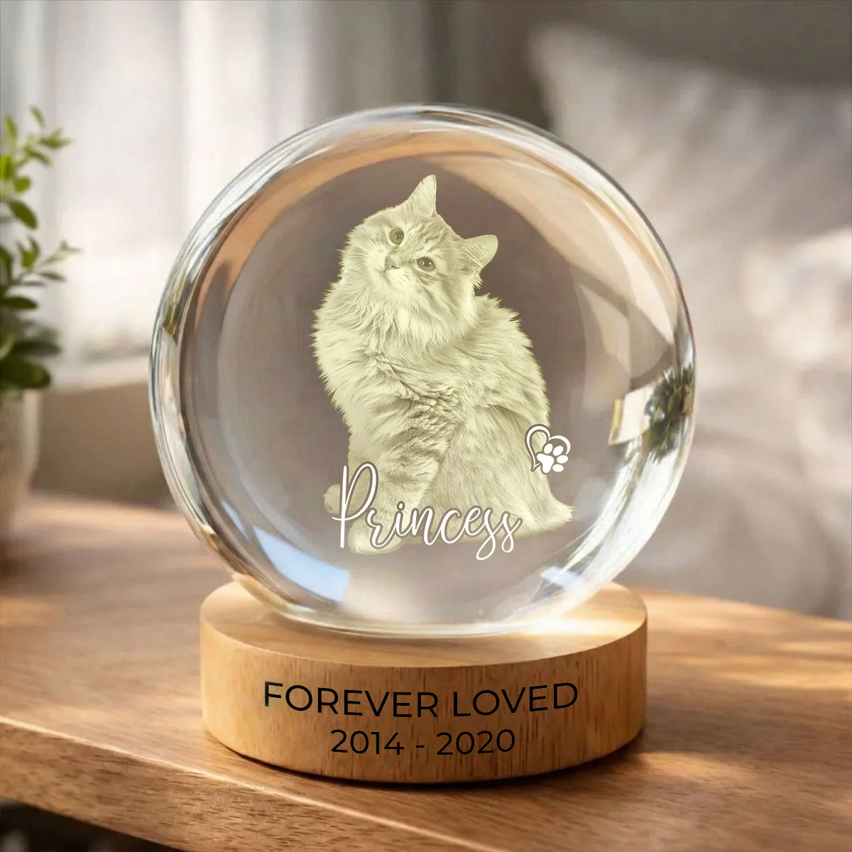 Custom Pet Photo Portrait Memorial - Personalized Crystal Ball LED Night Light - Heartfelt Gift for Pet Lovers, Pet Remembrance - Image 5