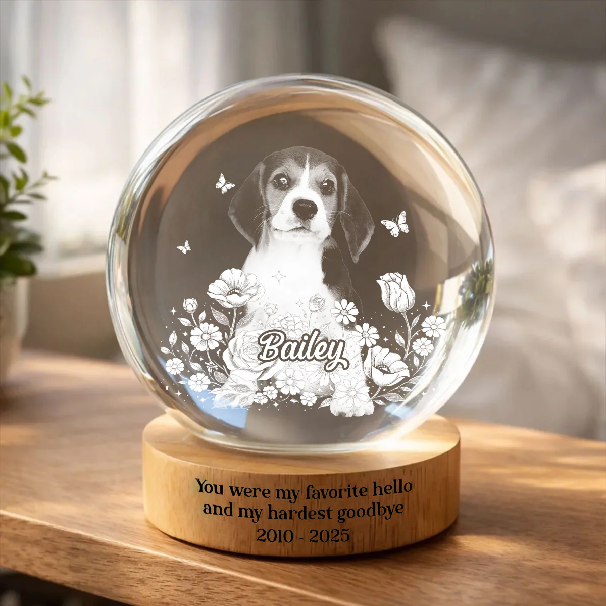 Custom Pet Portrait - Personalized Crystal Ball LED Night Light - Heartfelt Gift for Pet Lovers, Memorial Gift, Pet Remembrance - Image 5