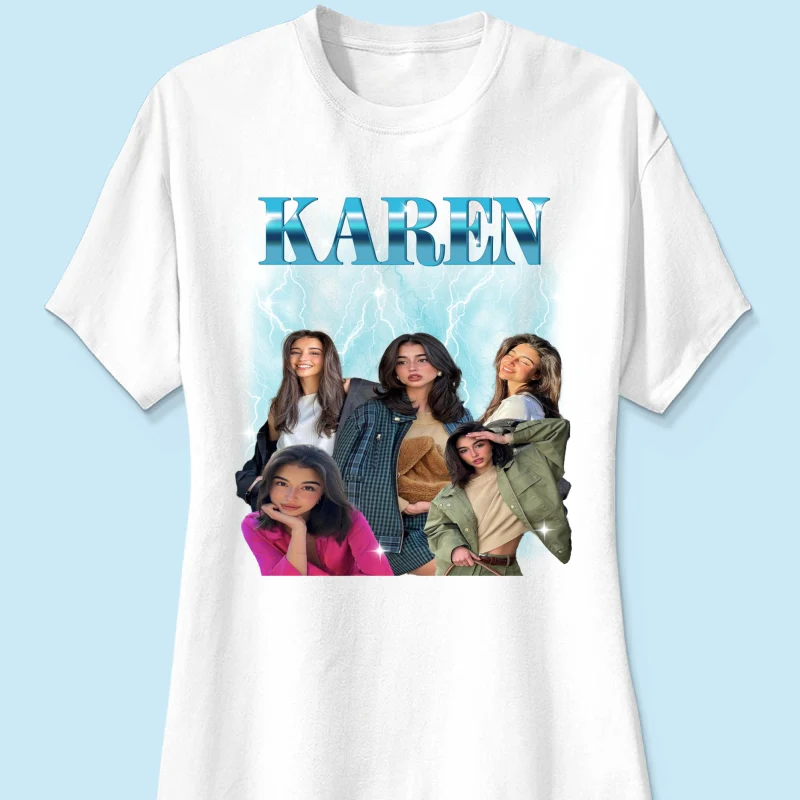 Custom Photo Bootleg Girlfriend 6 Face 90s Retro Vintage T-Shirt, Shirt with Face on It for Boyfriend Birthday Gift, Pictures Tee for Couple - Image 16