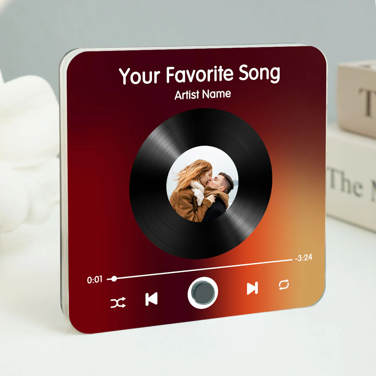 Custom Photo & Favorite Song Disc Personalized Music Fridge Magnet, Gift For Couple - Image 2