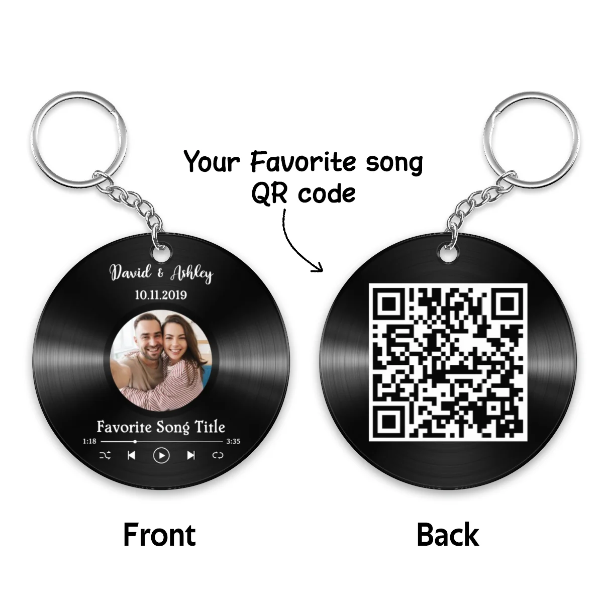 Custom Photo & Favorite Song QR Code Disc Personalized Acrylic Keychain - Image 4