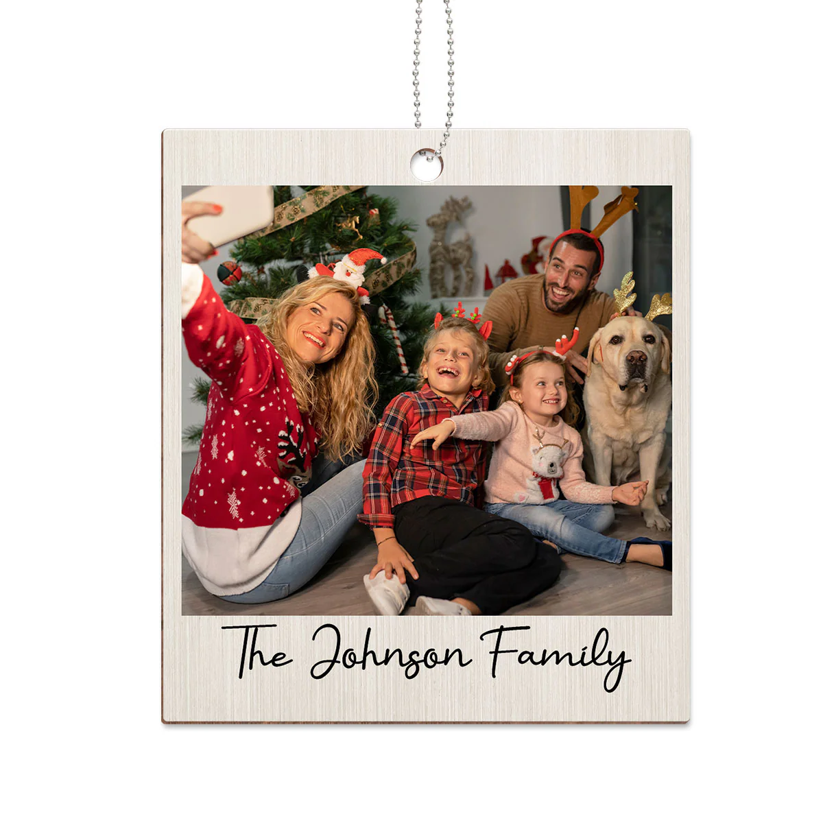 Custom Photo Inserted Family Polaroid Concept Personalized Wooden Ornament - Image 2
