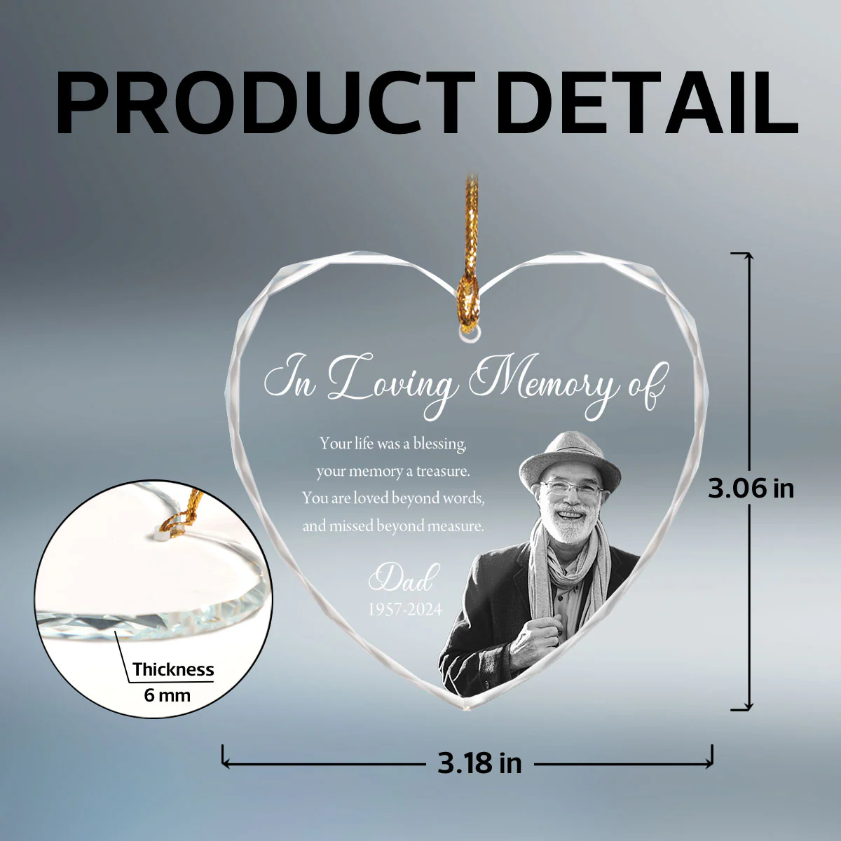 Custom Photo Memorial Ornament, Dad Mom Remembrance Christmas Ornament, Memorial Day Heart Glass Ornament, Mom Loss, Loss of Father Gift - Image 10