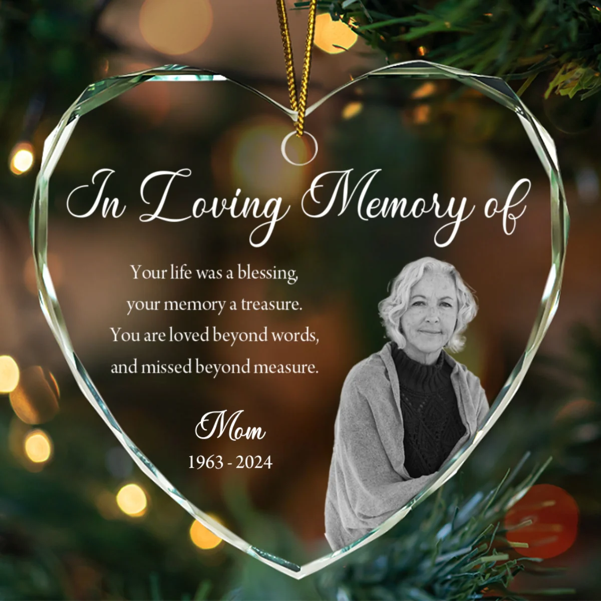 Custom Photo Memorial Ornament, Dad Mom Remembrance Christmas Ornament, Memorial Day Heart Glass Ornament, Mom Loss, Loss of Father Gift - Image 11