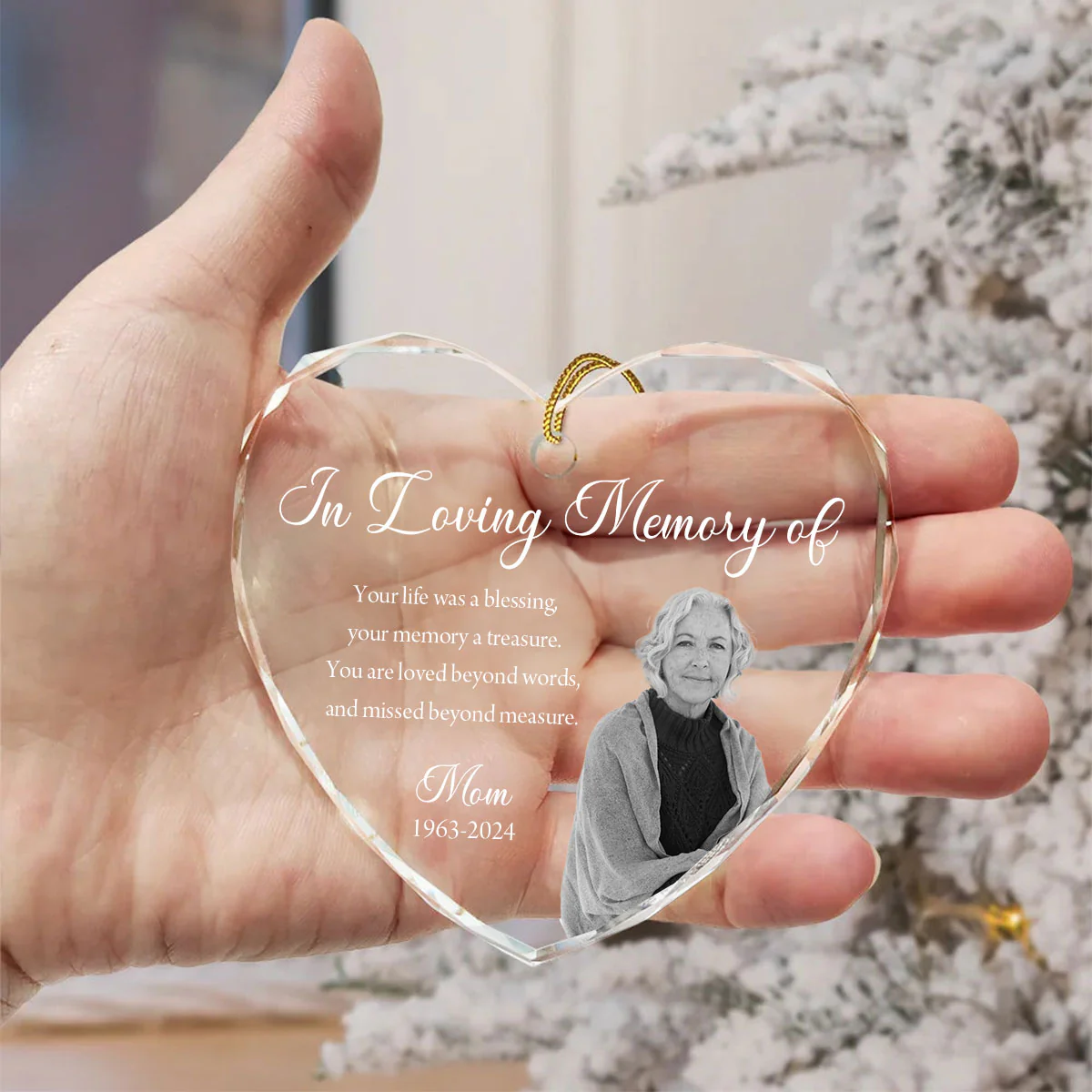 Custom Photo Memorial Ornament, Dad Mom Remembrance Christmas Ornament, Memorial Day Heart Glass Ornament, Mom Loss, Loss of Father Gift - Image 7