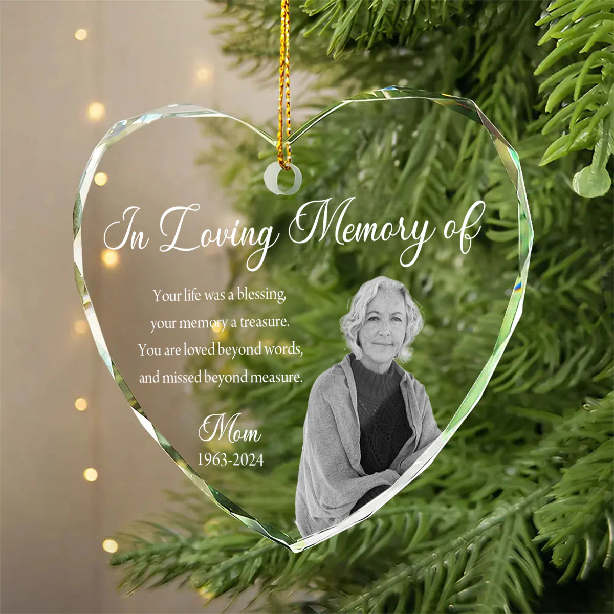 Custom Photo Memorial Ornament, Dad Mom Remembrance Christmas Ornament, Memorial Day Heart Glass Ornament, Mom Loss, Loss of Father Gift - Image 9