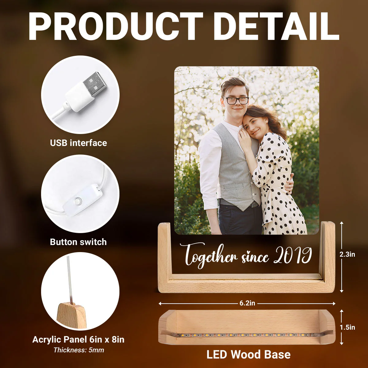 Custom Photo Night Light You Make My Heart Smile - Personalized LED Night Light - Sentimental Gift for him, for her - Image 7
