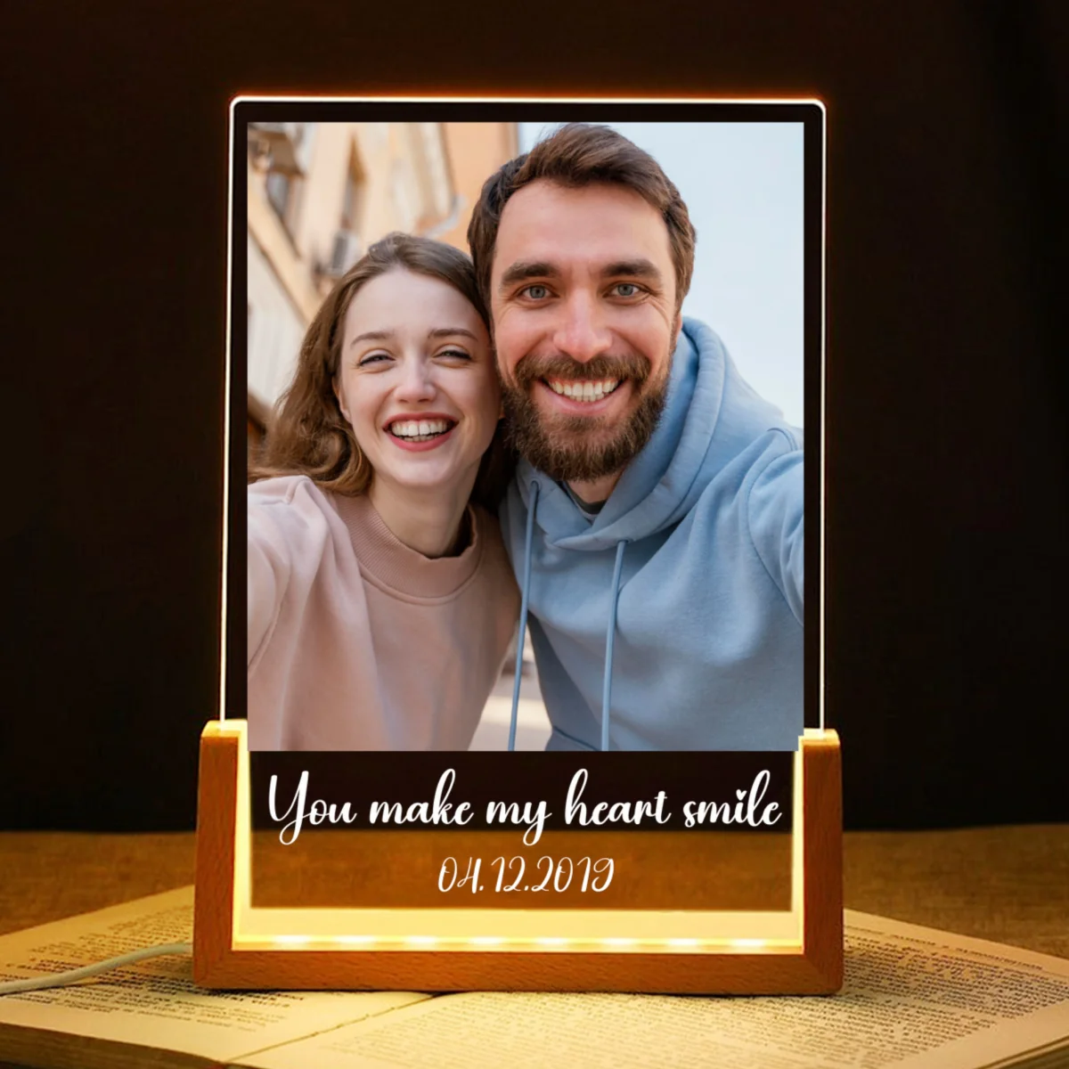 Custom Photo Night Light You Make My Heart Smile - Personalized LED Night Light - Sentimental Gift for him, for her - Image 8