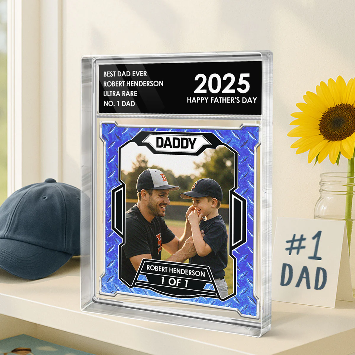 Custom Photo No. 1 Dad Trading Card Style Personalized Acrylic Block Plaque - Image 5