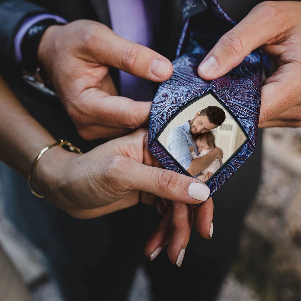 Custom Photo Patch For Ties, Bowties Tie patch, Wedding, Father Of The Bride, Father's day, Missionary, Anniversary Gift For Dad, For Grandpa, For Him - Image 2