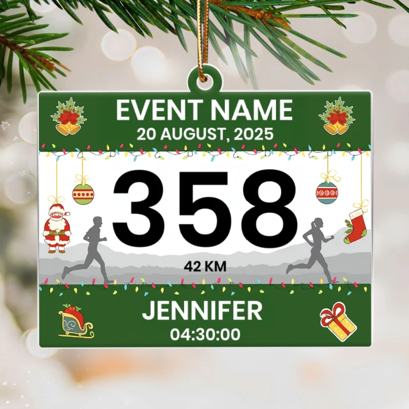 Custom Race Bib Cross Country Marathon - Personalized Acrylic Ornament - Christmas Gift for Marathon Runner, Marathon Lover - Image 10