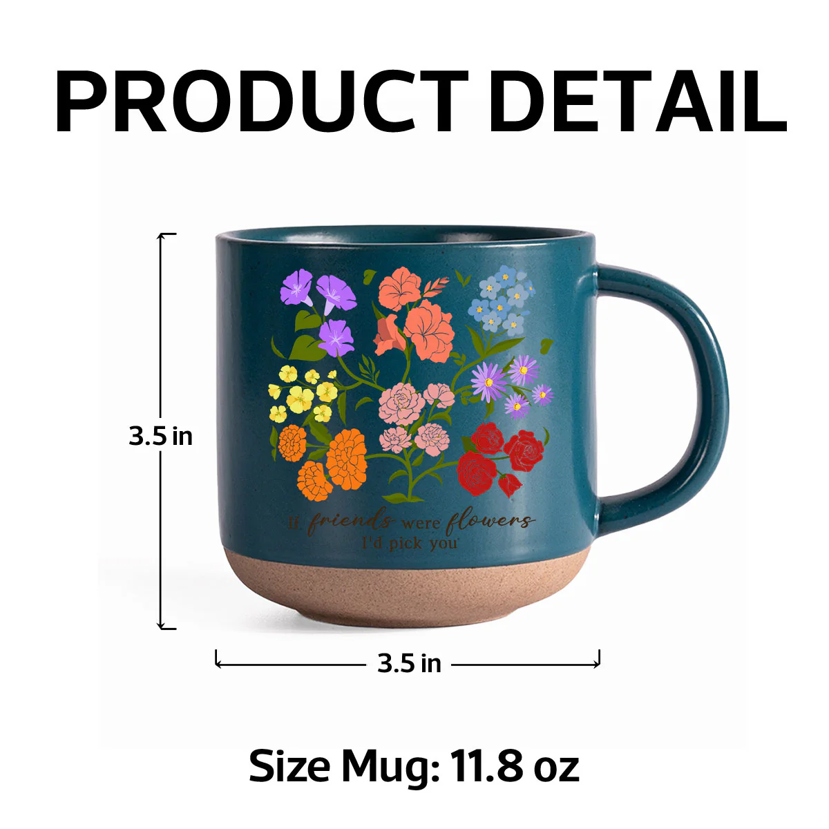 Custom Sisters Besties Birth Flower Bouquet Artwork Minimalist Personalized Pottery Mug - Image 10