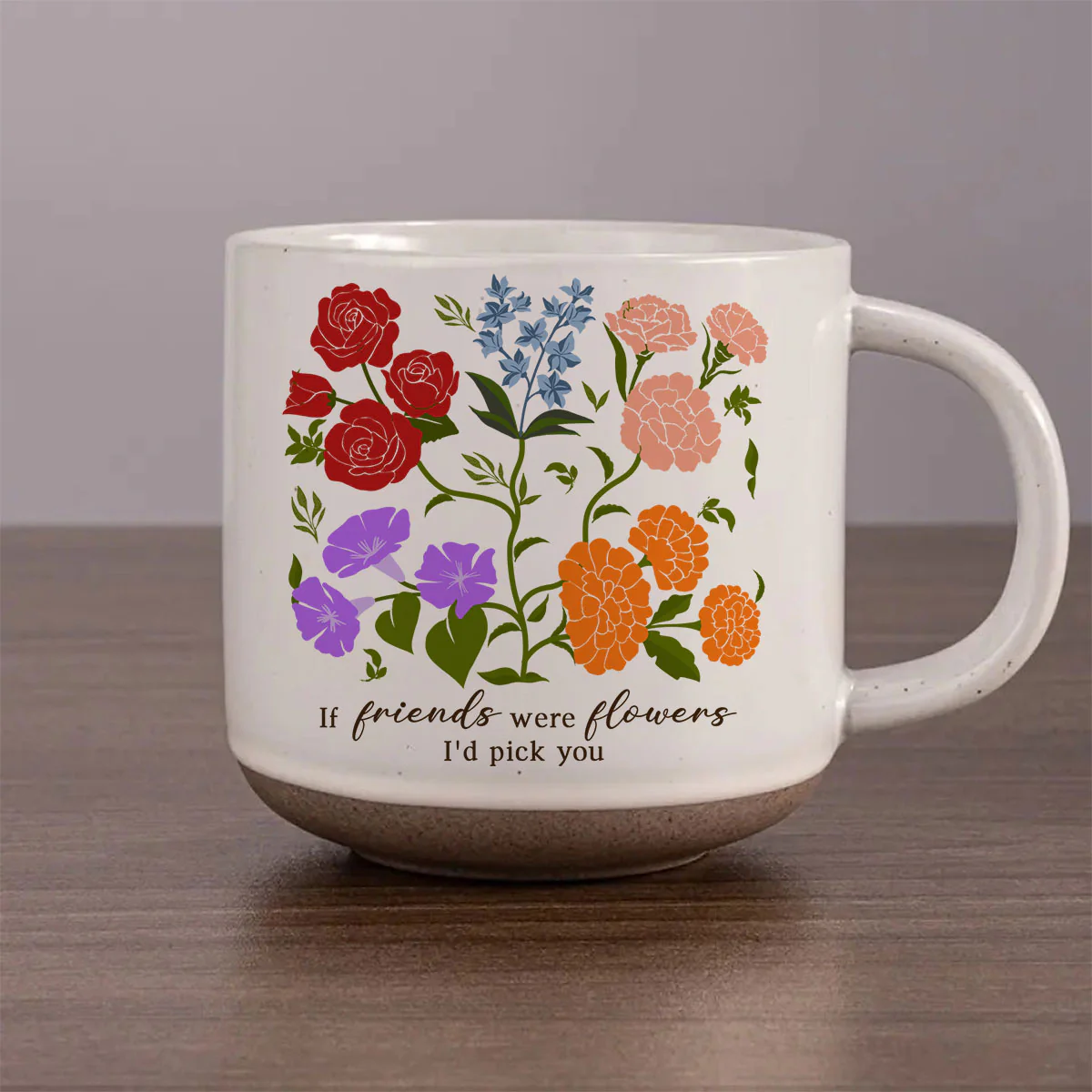 Custom Sisters Besties Birth Flower Bouquet Artwork Minimalist Personalized Pottery Mug - Image 3