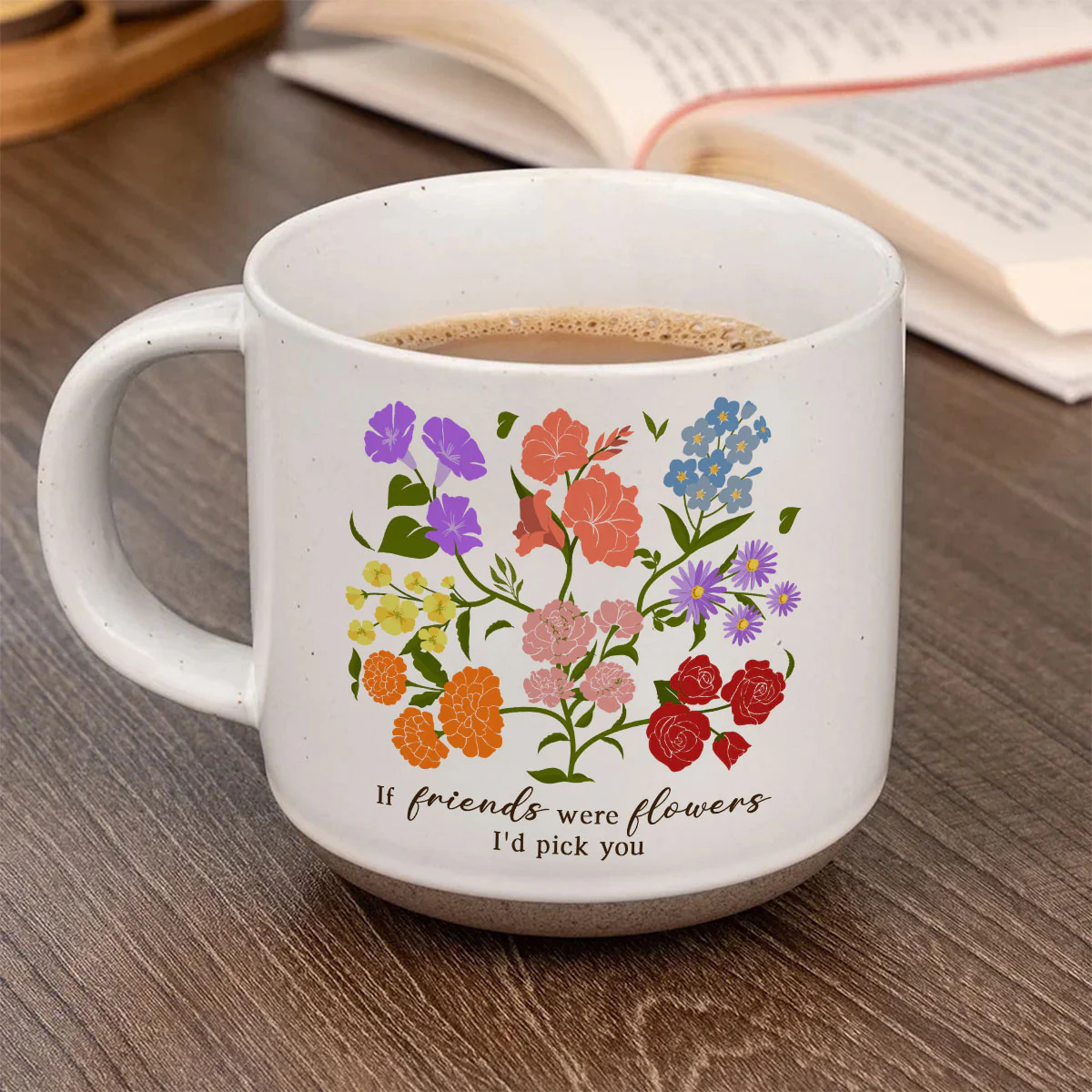 Custom Sisters Besties Birth Flower Bouquet Artwork Minimalist Personalized Pottery Mug - Image 7