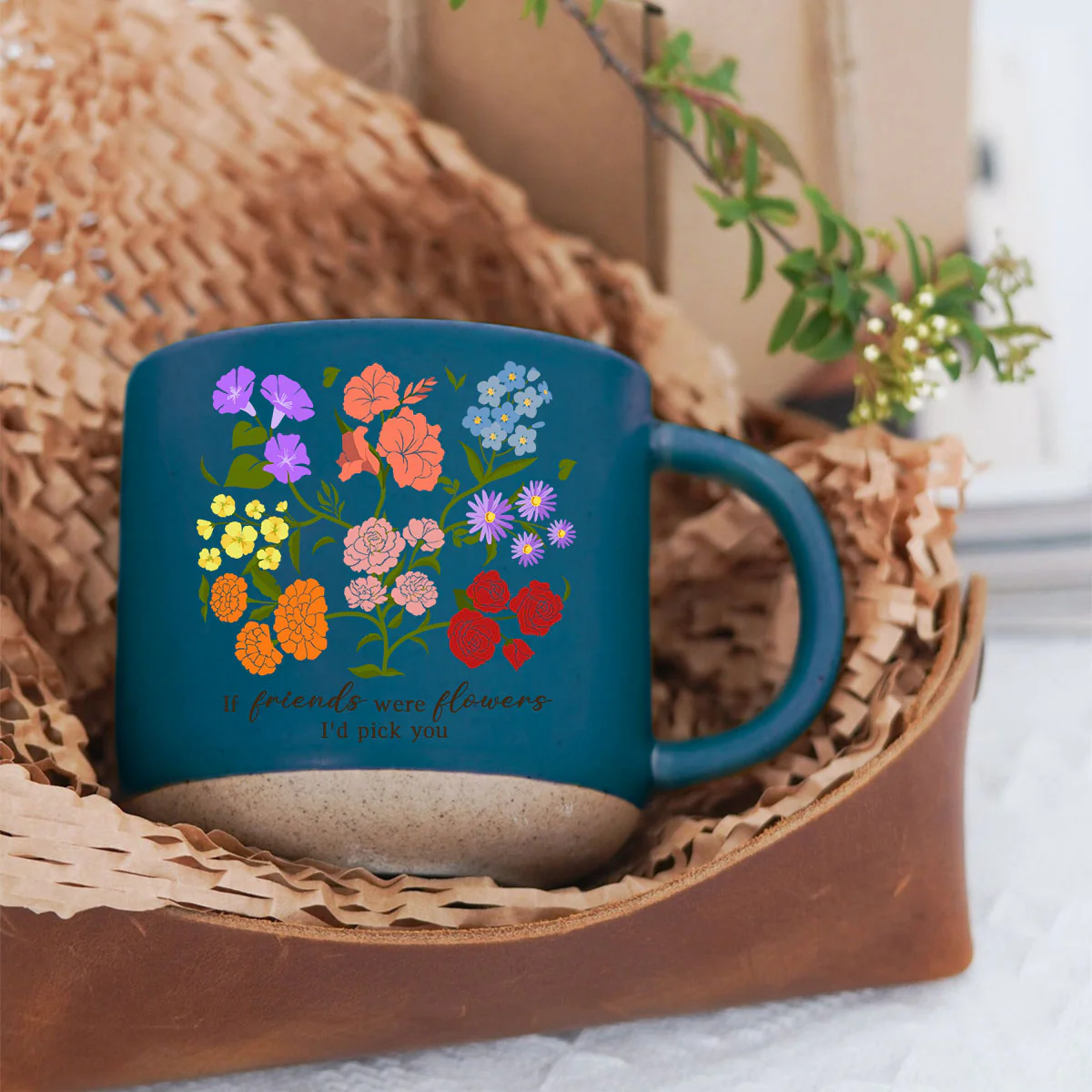 Custom Sisters Besties Birth Flower Bouquet Artwork Minimalist Personalized Pottery Mug - Image 9