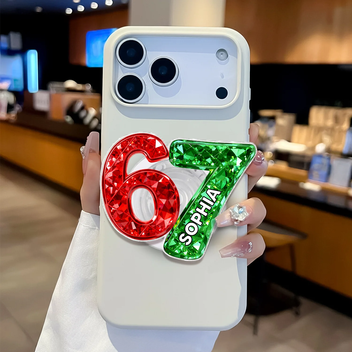 Custom Six Seven 3D Crystal Effect - Personalized Acrylic Magnetic Phone Grip - Teen Slang Funny Tree Decor, Funny Teen Grandkid Gift - Image 10
