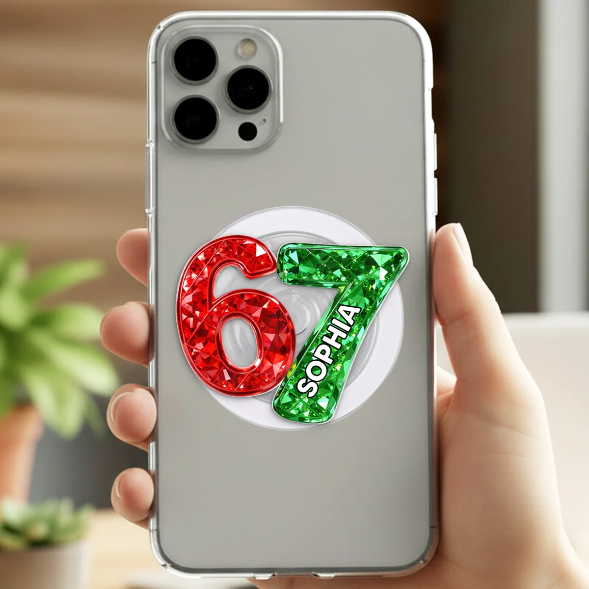 Custom Six Seven 3D Crystal Effect - Personalized Acrylic Magnetic Phone Grip - Teen Slang Funny Tree Decor, Funny Teen Grandkid Gift - Image 15