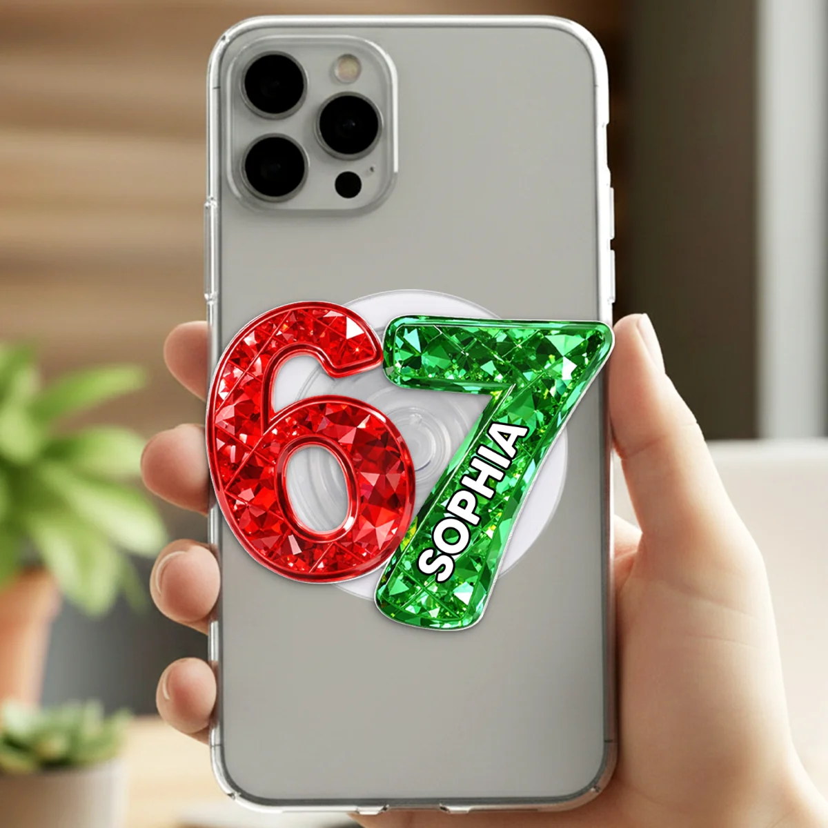 Custom Six Seven 3D Crystal Effect - Personalized Acrylic Magnetic Phone Grip - Teen Slang Funny Tree Decor, Funny Teen Grandkid Gift - Image 16