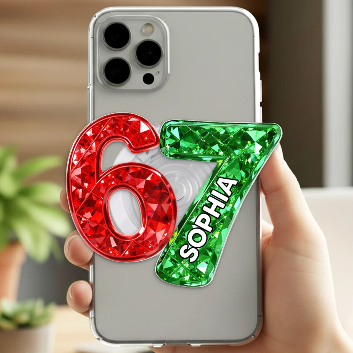 Custom Six Seven 3D Crystal Effect - Personalized Acrylic Magnetic Phone Grip - Teen Slang Funny Tree Decor, Funny Teen Grandkid Gift - Image 17