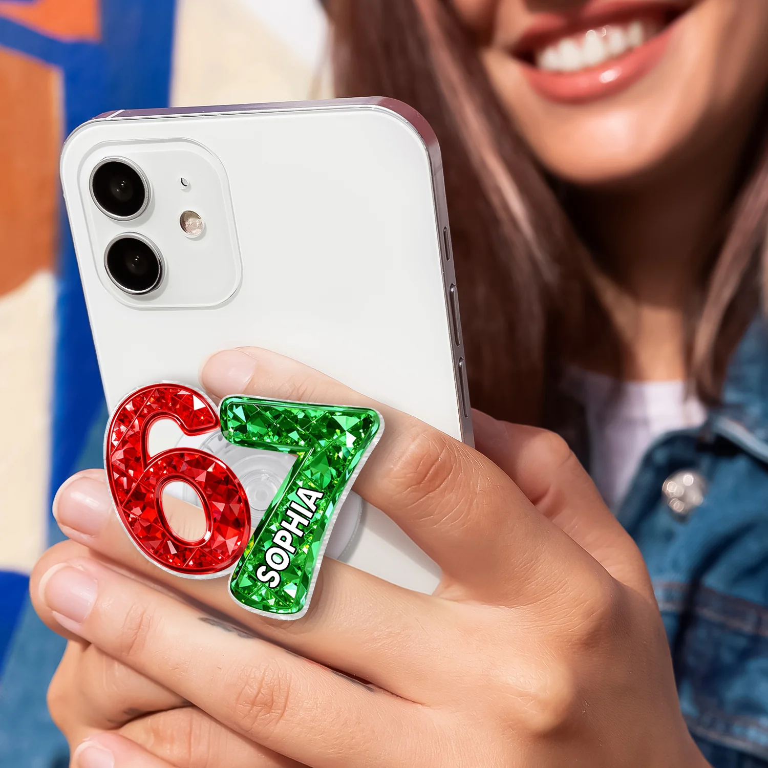 Custom Six Seven 3D Crystal Effect - Personalized Acrylic Magnetic Phone Grip - Teen Slang Funny Tree Decor, Funny Teen Grandkid Gift - Image 3