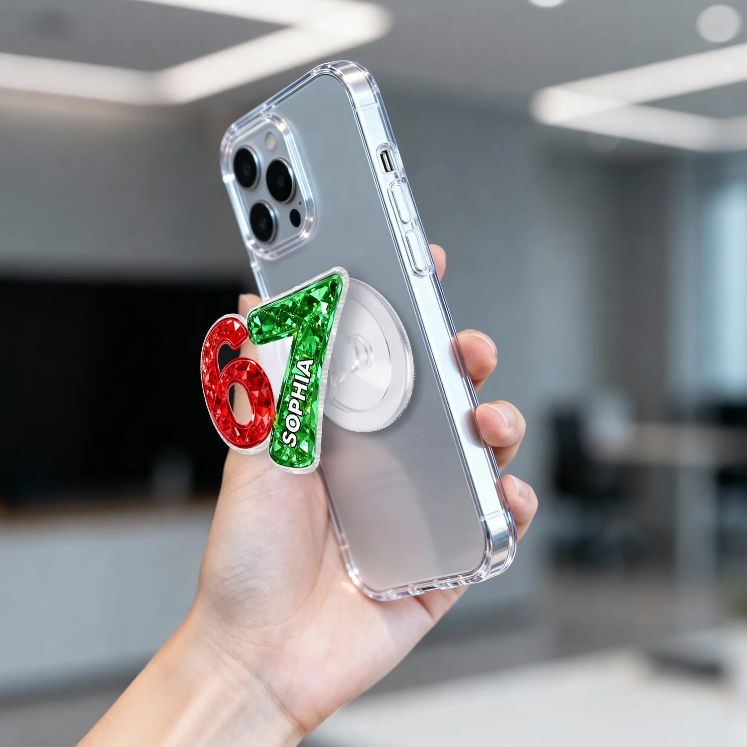 Custom Six Seven 3D Crystal Effect - Personalized Acrylic Magnetic Phone Grip - Teen Slang Funny Tree Decor, Funny Teen Grandkid Gift - Image 5