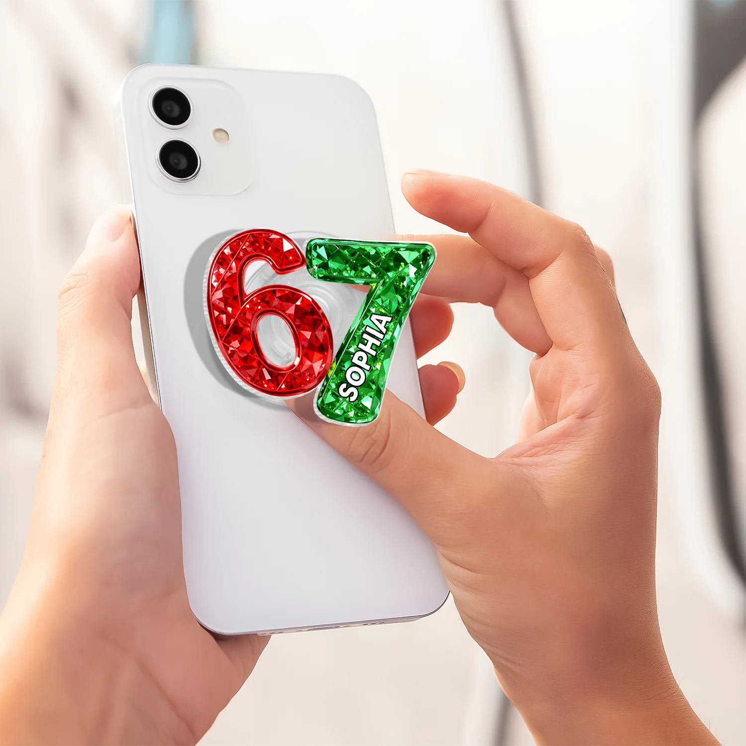Custom Six Seven 3D Crystal Effect - Personalized Acrylic Magnetic Phone Grip - Teen Slang Funny Tree Decor, Funny Teen Grandkid Gift - Image 6
