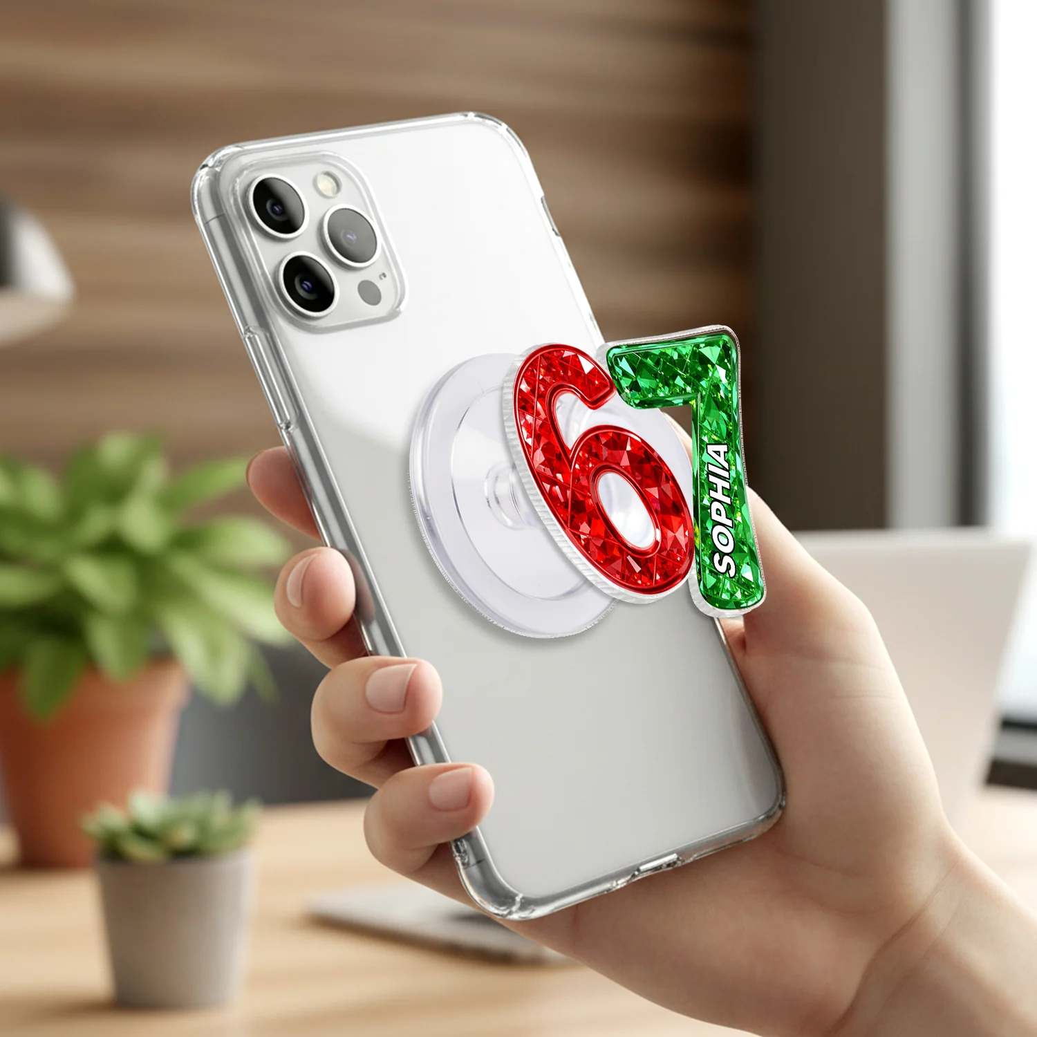 Custom Six Seven 3D Crystal Effect - Personalized Acrylic Magnetic Phone Grip - Teen Slang Funny Tree Decor, Funny Teen Grandkid Gift - Image 7