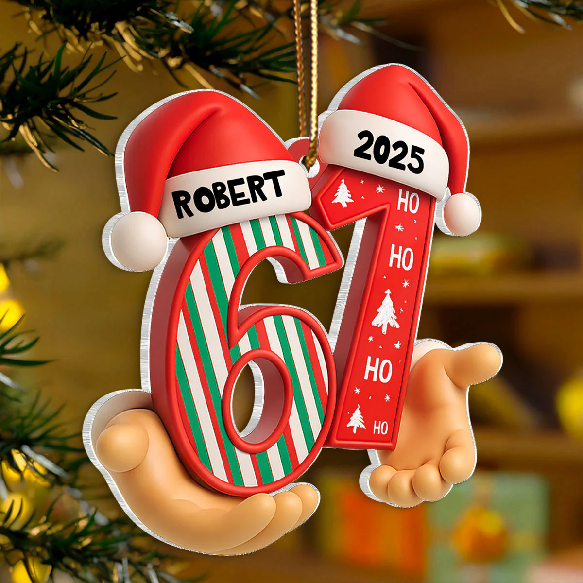 Custom Six Seven 3D Effect Pattern - Personalized Acrylic Ornament - Teen Slang Funny Tree Decor, Funny Teen Grandkid Gift - Image 5