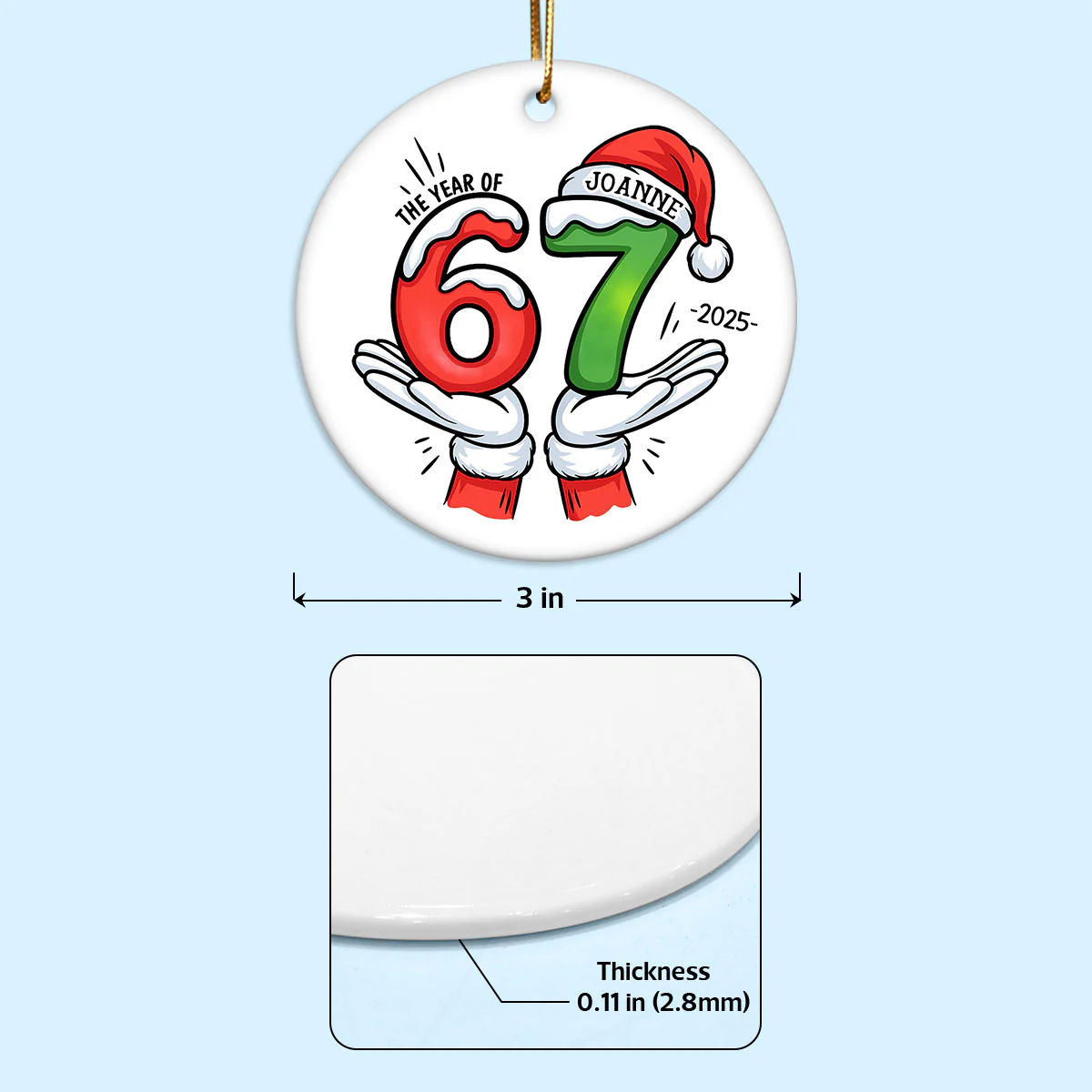 Custom Six Seven 67 Gen Z Funny Slang Teen Keepsake - Personalized Ceramic Ornament - Christmas Gift for Daughter, Son, Grandkids - Image 10