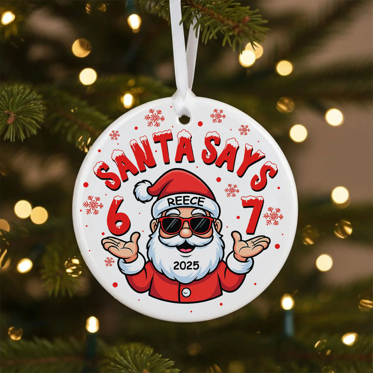 Custom Six Seven 67 Gen Z Funny Slang Teen Keepsake - Personalized Ceramic Ornament - Christmas Gift for Daughter, Son, Grandkids - Image 5