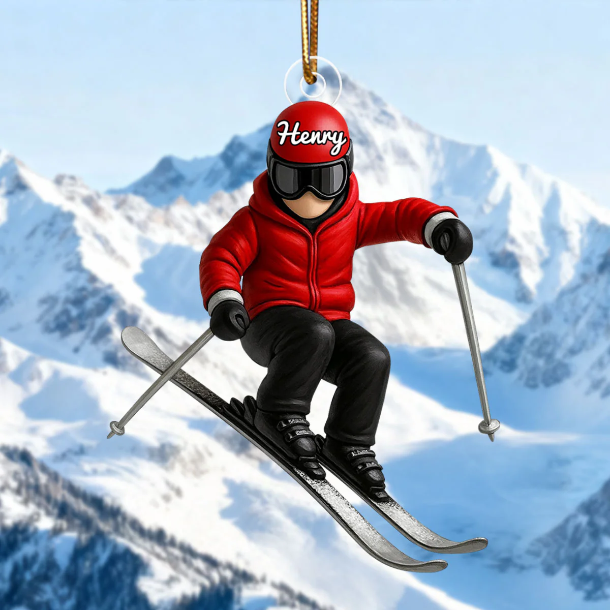 Custom Skiing in Winter - Personalized Acrylic Ornament - Christmas Gift For Skiing Lovers, Gift For Skier, Winter Ski Decor - Image 3