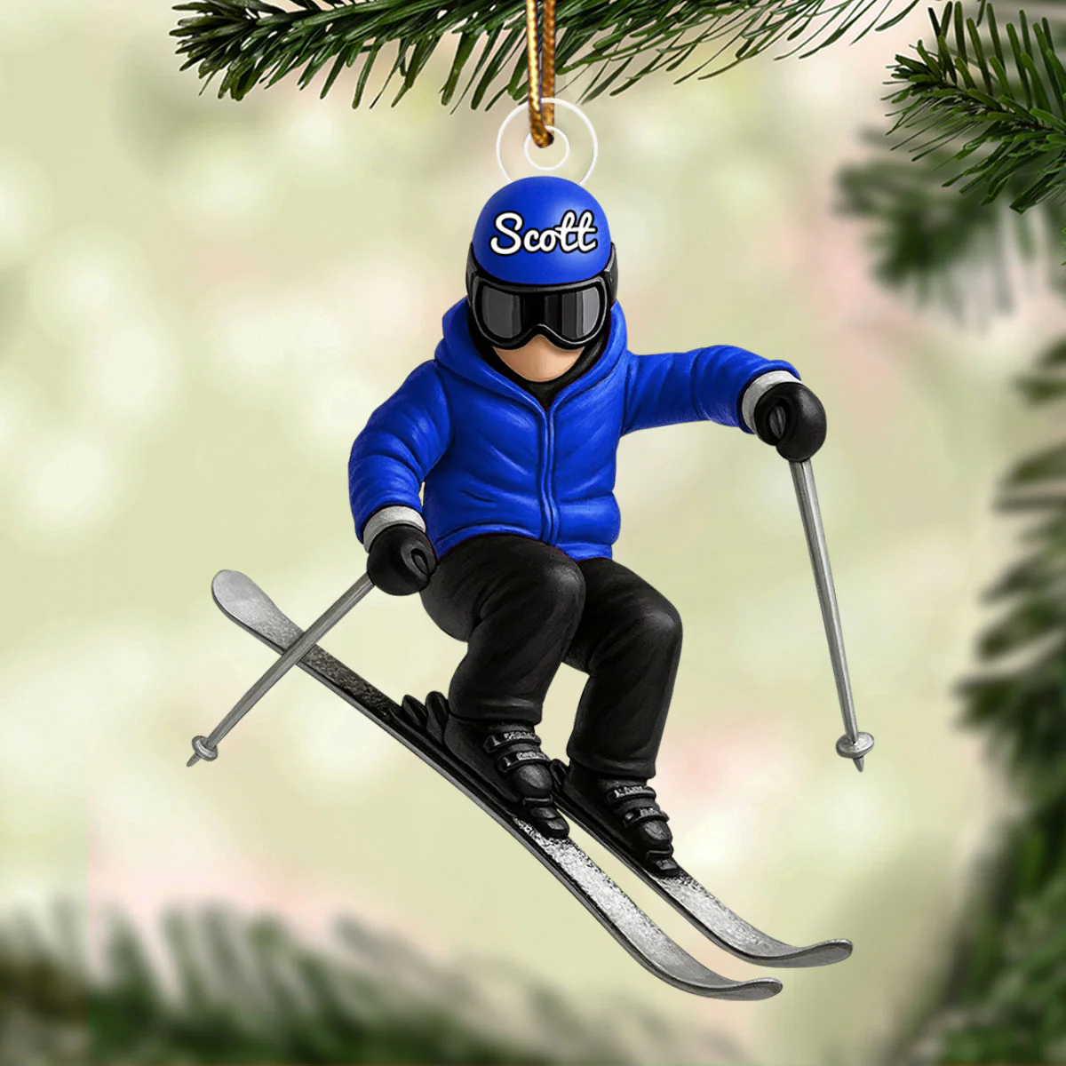 Custom Skiing in Winter - Personalized Acrylic Ornament - Christmas Gift For Skiing Lovers, Gift For Skier, Winter Ski Decor - Image 6