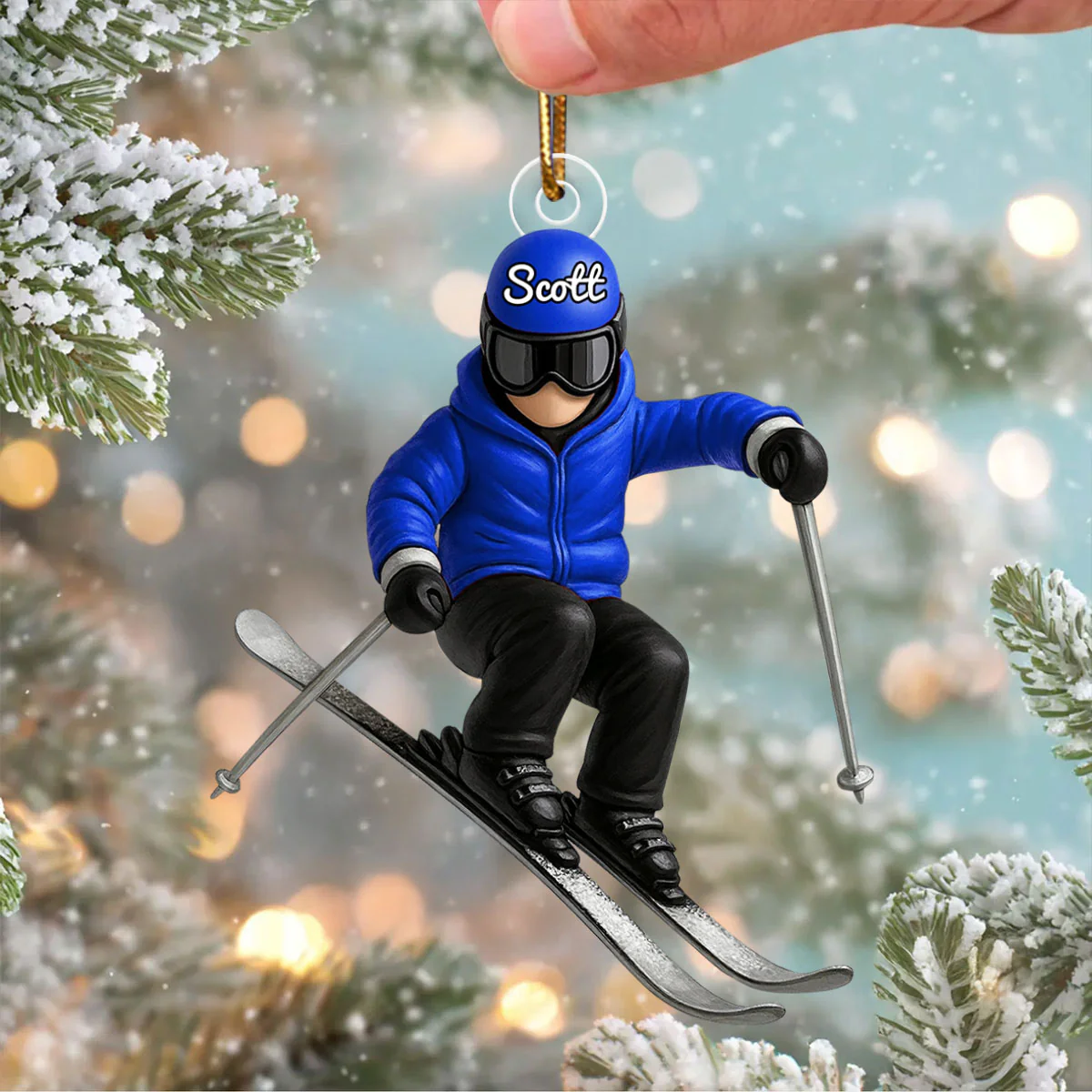 Custom Skiing in Winter - Personalized Acrylic Ornament - Christmas Gift For Skiing Lovers, Gift For Skier, Winter Ski Decor - Image 7