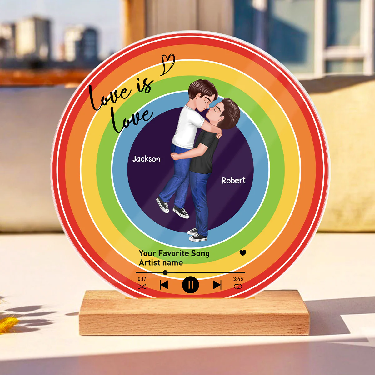 Custom Song LGBTQ Couple Personalzied Acrylic Record, Anniversary gift, Pride Month gift for him, for her