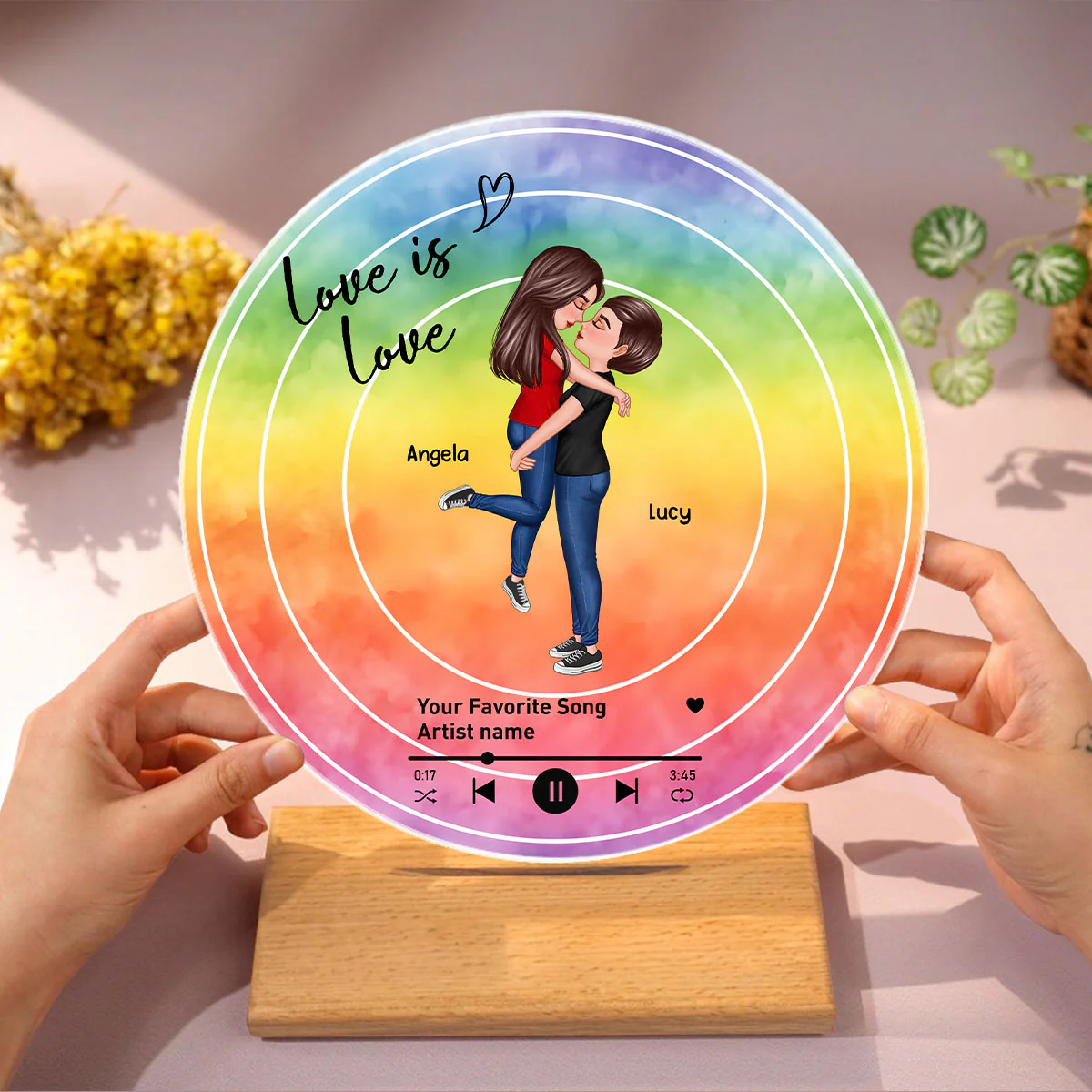 Custom Song LGBTQ Couple Personalzied Acrylic Record, Anniversary gift, Pride Month gift for him, for her - Image 2